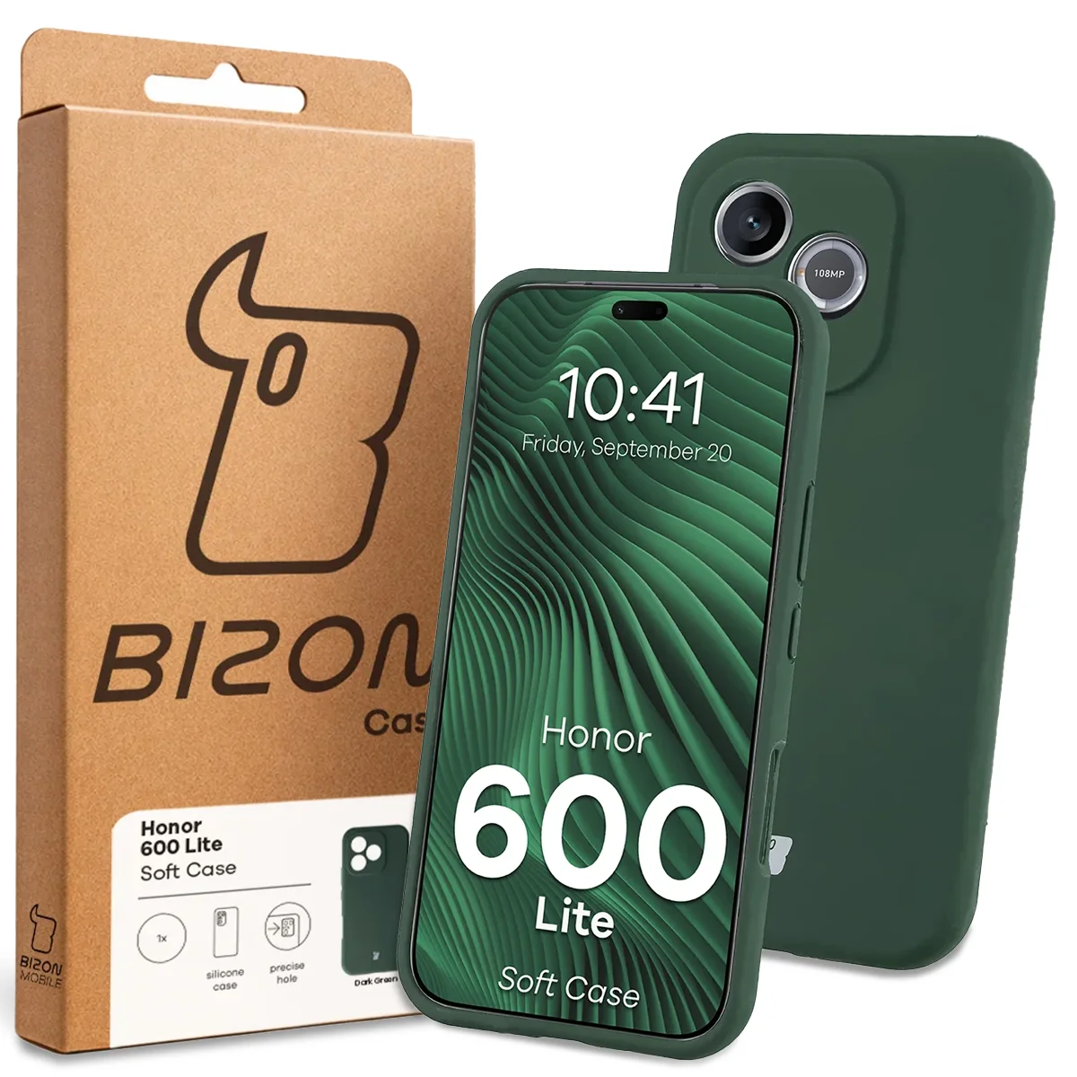 A Bizon Case dobozának elülső oldala a Honor 600 Lite 5G-hez készült címkével