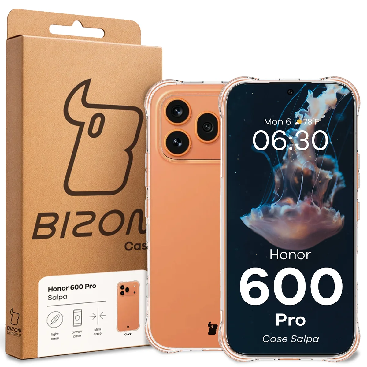 Front of the Bizon Case box with a dedicated label for Honor 600 Pro 5G