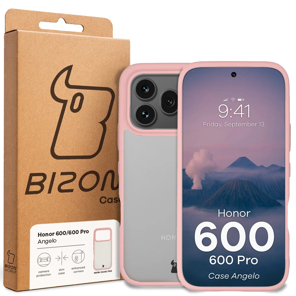 Front of the Bizon Case box with a dedicated label for Honor 600 5G / 600 Pro 5G