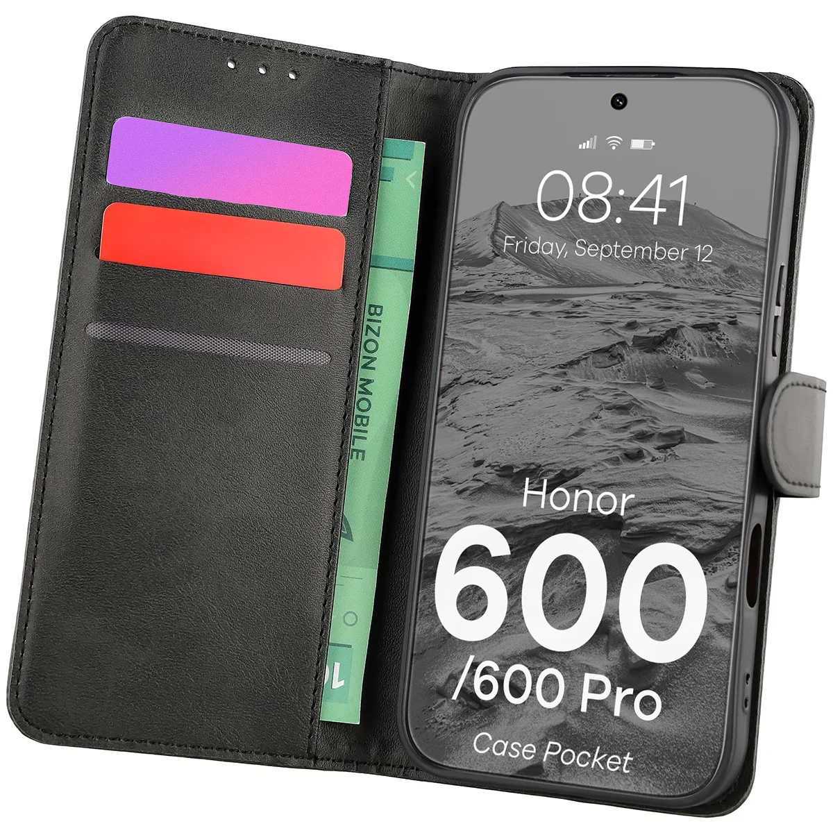 Etui z klapką z miejscem na karty Bizon Case Pocket do Honor 600 5G / 600 Pro 5G