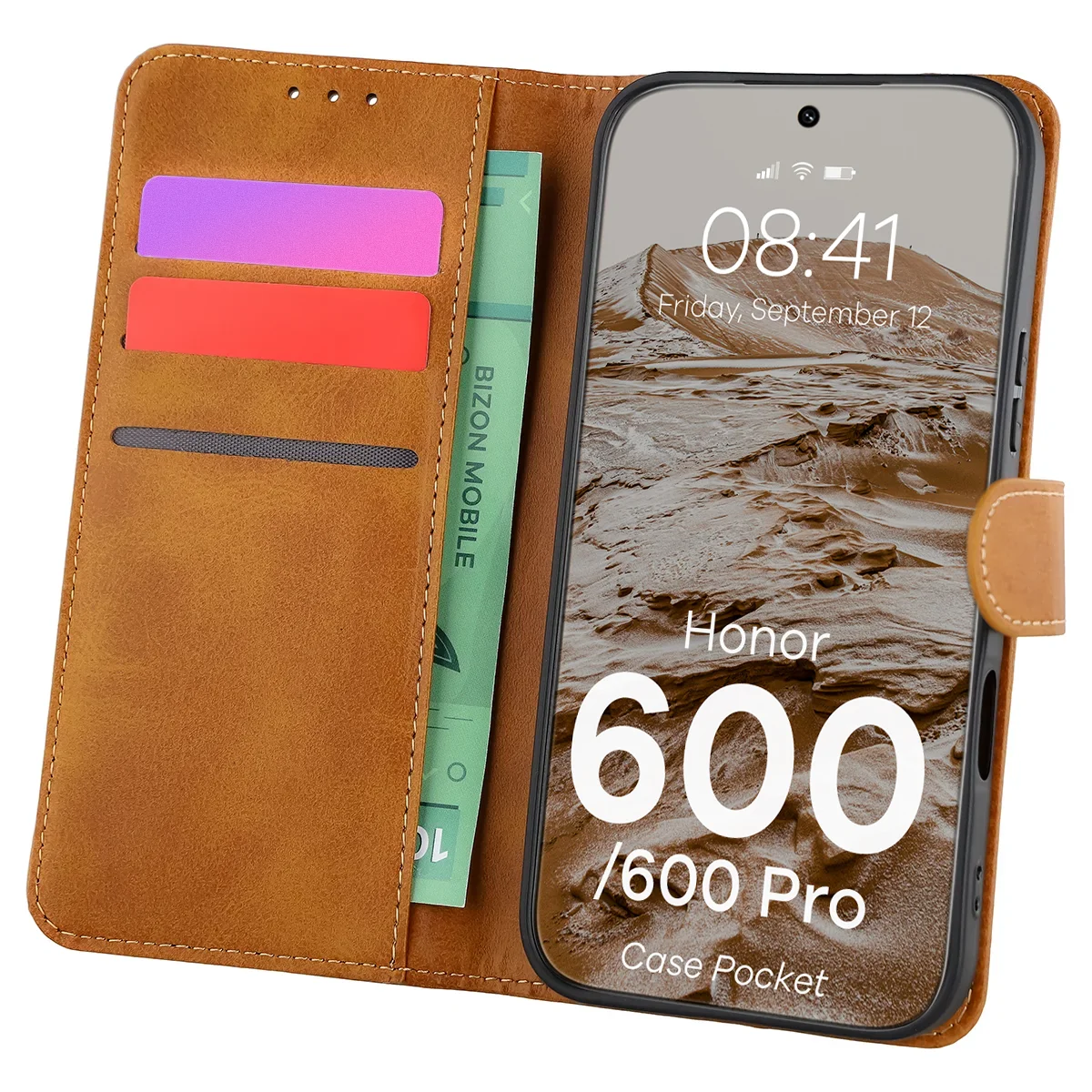 Etui z klapką z miejscem na karty Bizon Case Pocket do Honor 600 5G / 600 Pro 5G