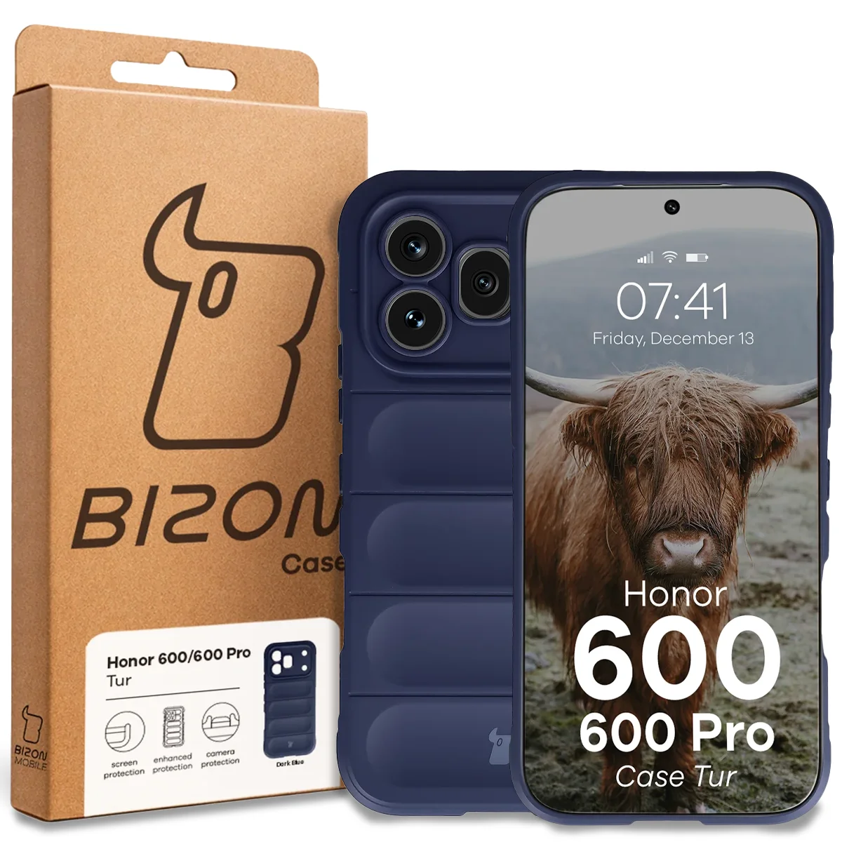 Front of the Bizon Case box with a dedicated label for Honor 600 5G / 600 Pro 5G