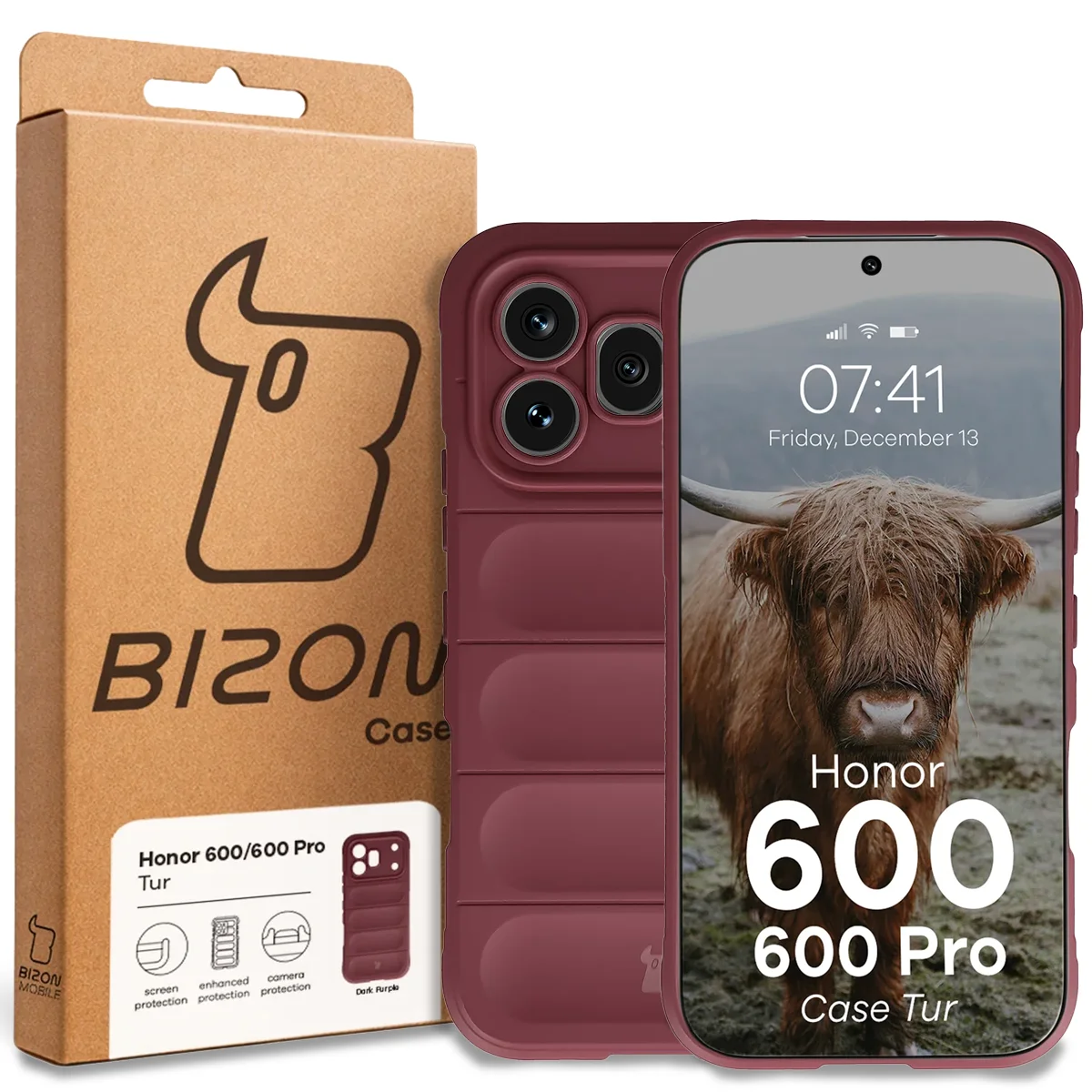 Przód pudełka Bizon Case z dedykowaną etykietą do Honor 600 5G / 600 Pro 5G