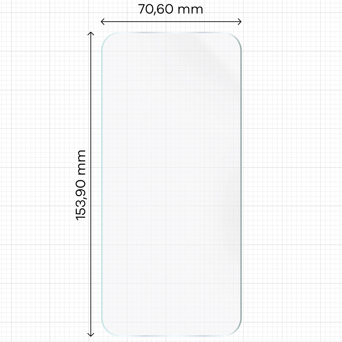 Measuring tape with dimensions of Bizon Film Hydrogel Front for Honor 600 5G / 600 Pro 5G