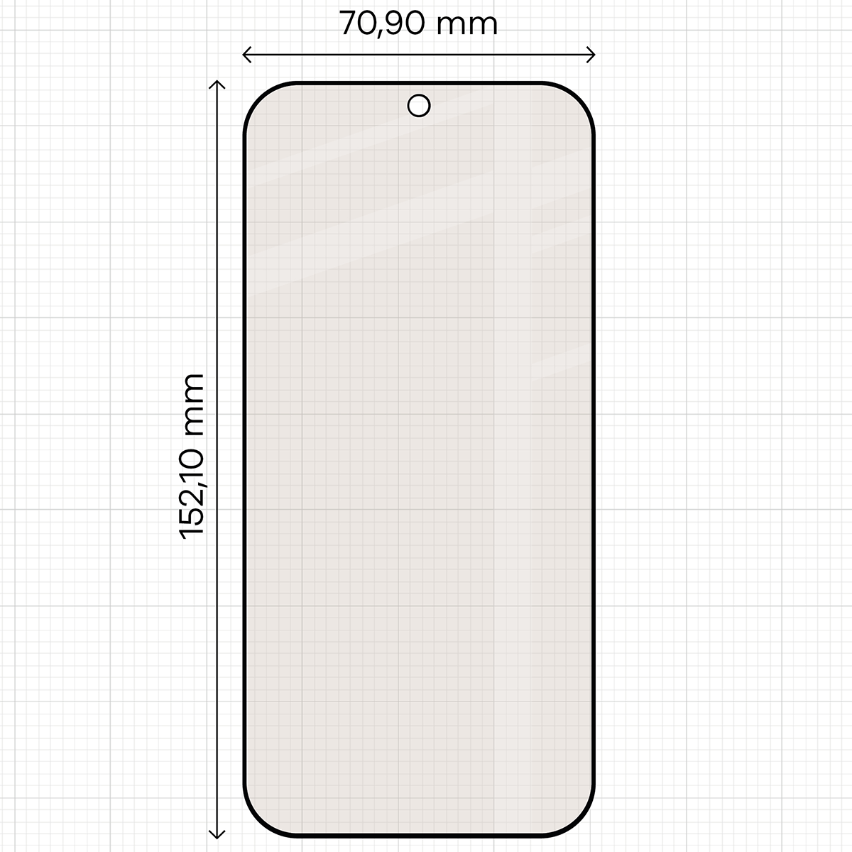 Mérőszalag a Bizon Glass Matte matt üveg méreteivel az Honor 600 5G / 600 Pro 5G-hez