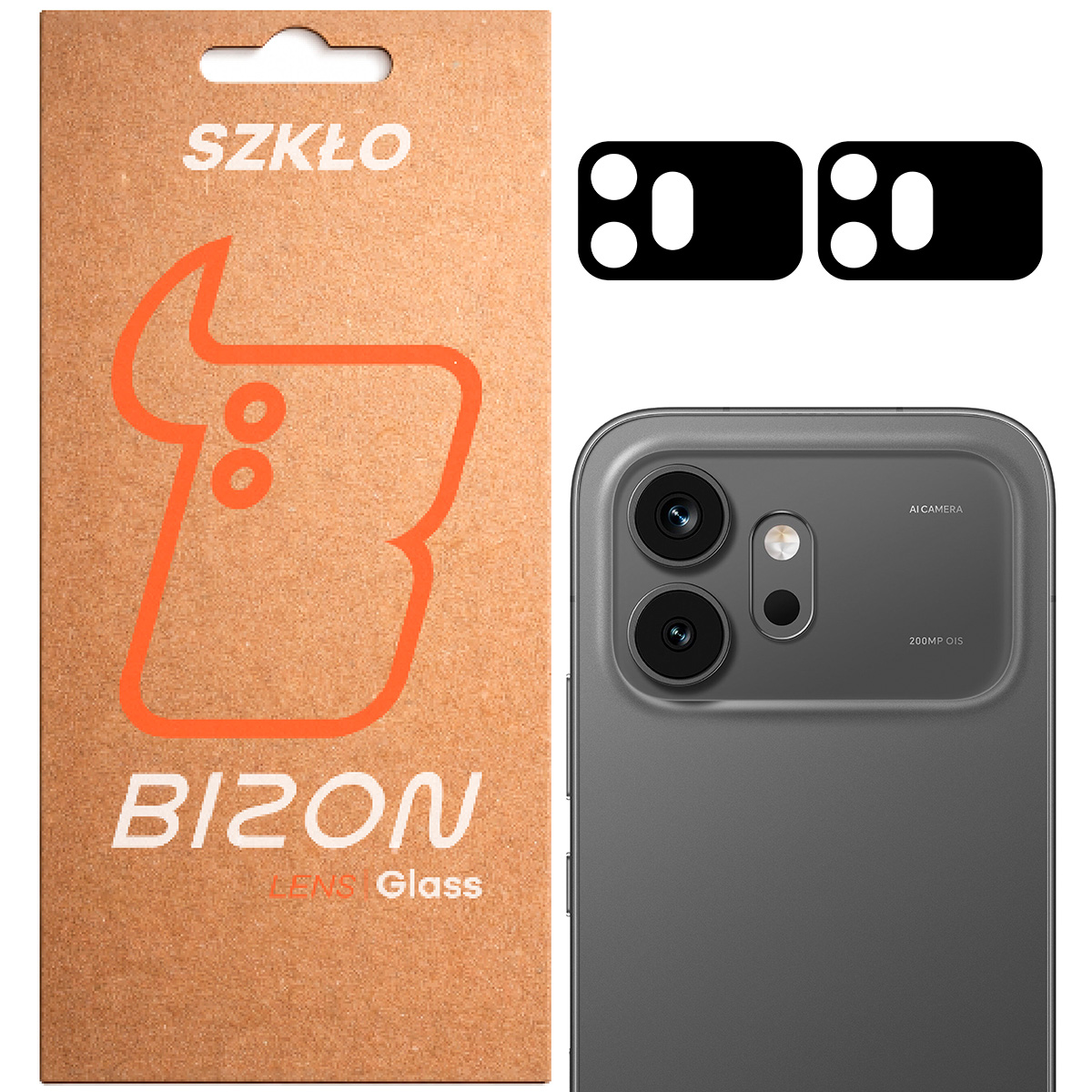Cutie și 2 bucăți de sticlă pentru cameră Bizon Glass Lens pentru Honor 600 5G