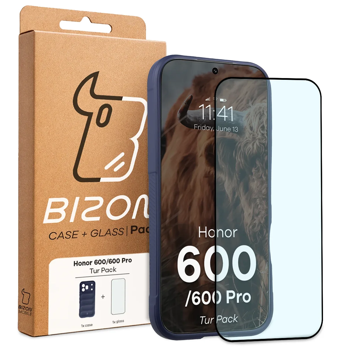 Front of the Bison Tur Pack box with a dedicated label for Honor 600 5G / 600 Pro 5G