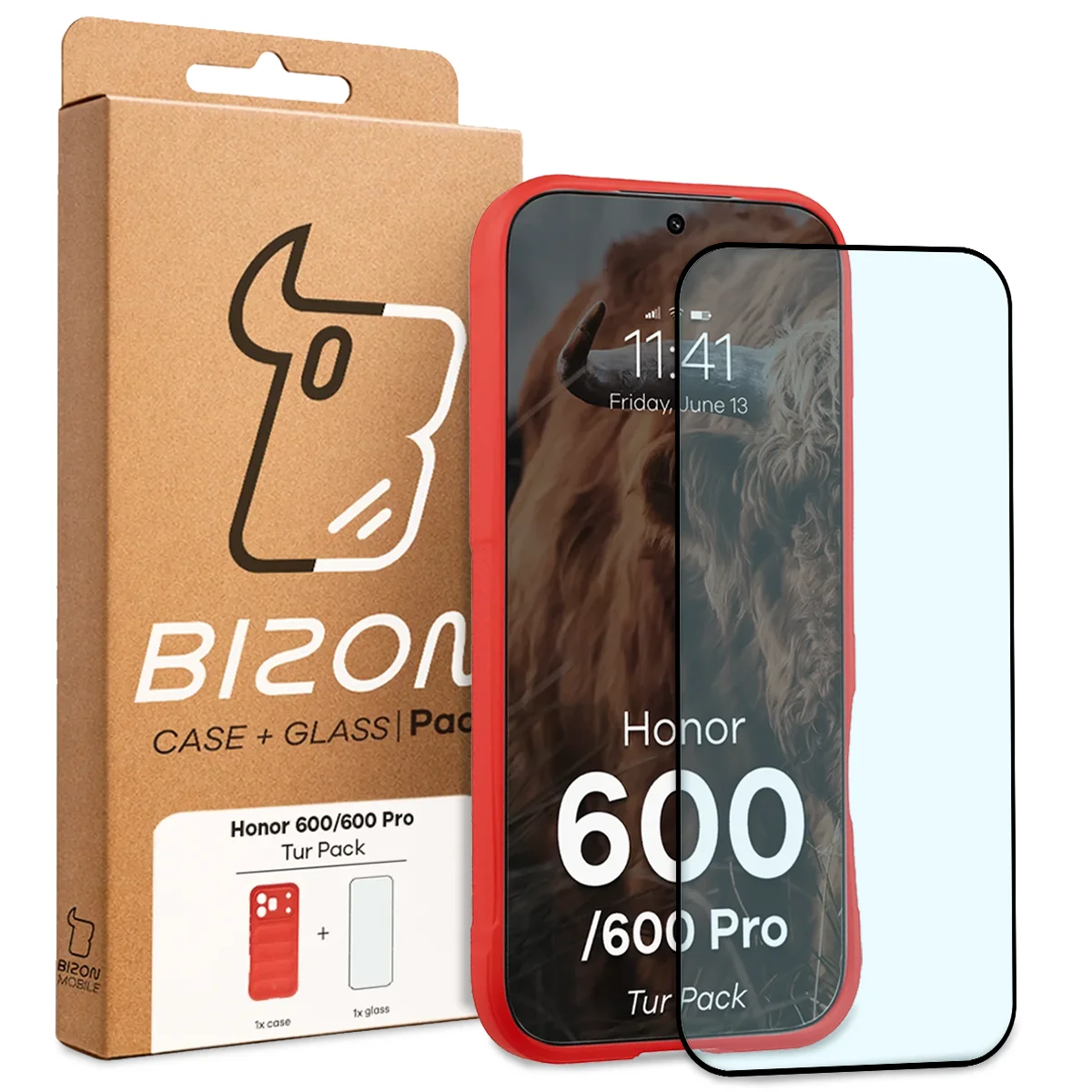 Front of the Bizon Tur Pack box with a dedicated label for Honor 600 5G / 600 Pro 5G