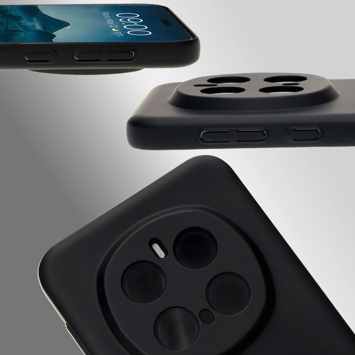 Dedykowane wycięcia i podwyższone krawędzie aparatu i ekranu w etui Bizon Case Łupka