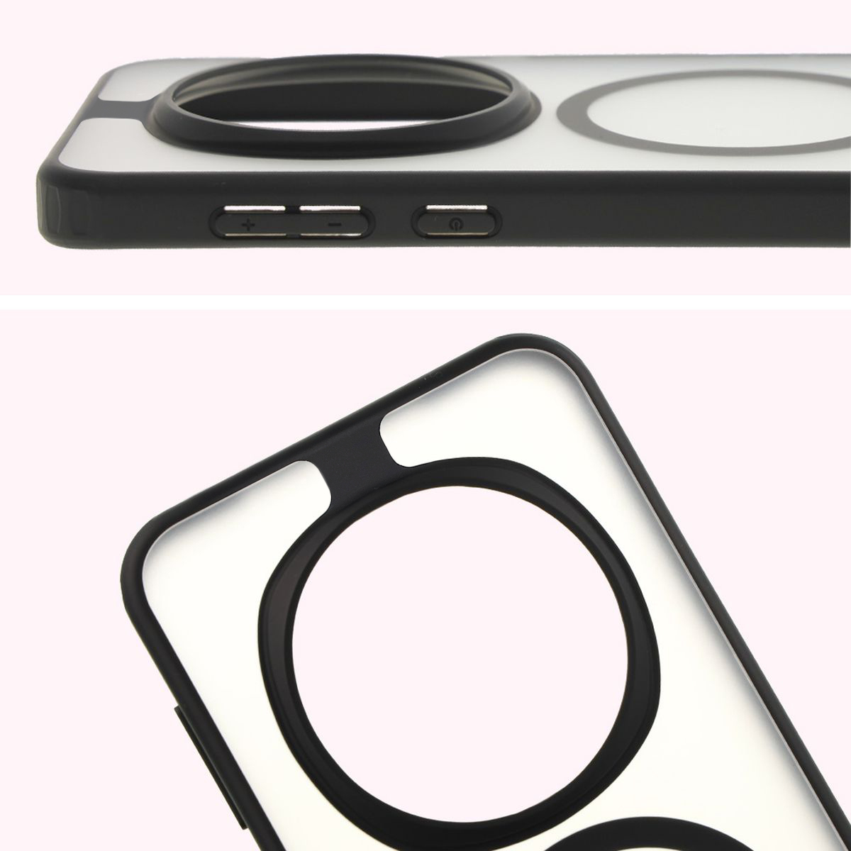 Pełne wycięcie i podwyższone krawędzie aparatu w etui Bizon Case MatteO