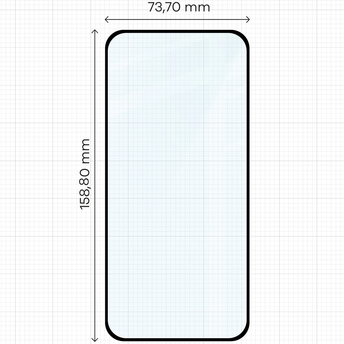 Miarka z wymiarami szkła hartowanego Bizon Glass Edge 3D do Honor Magic7 Pro
