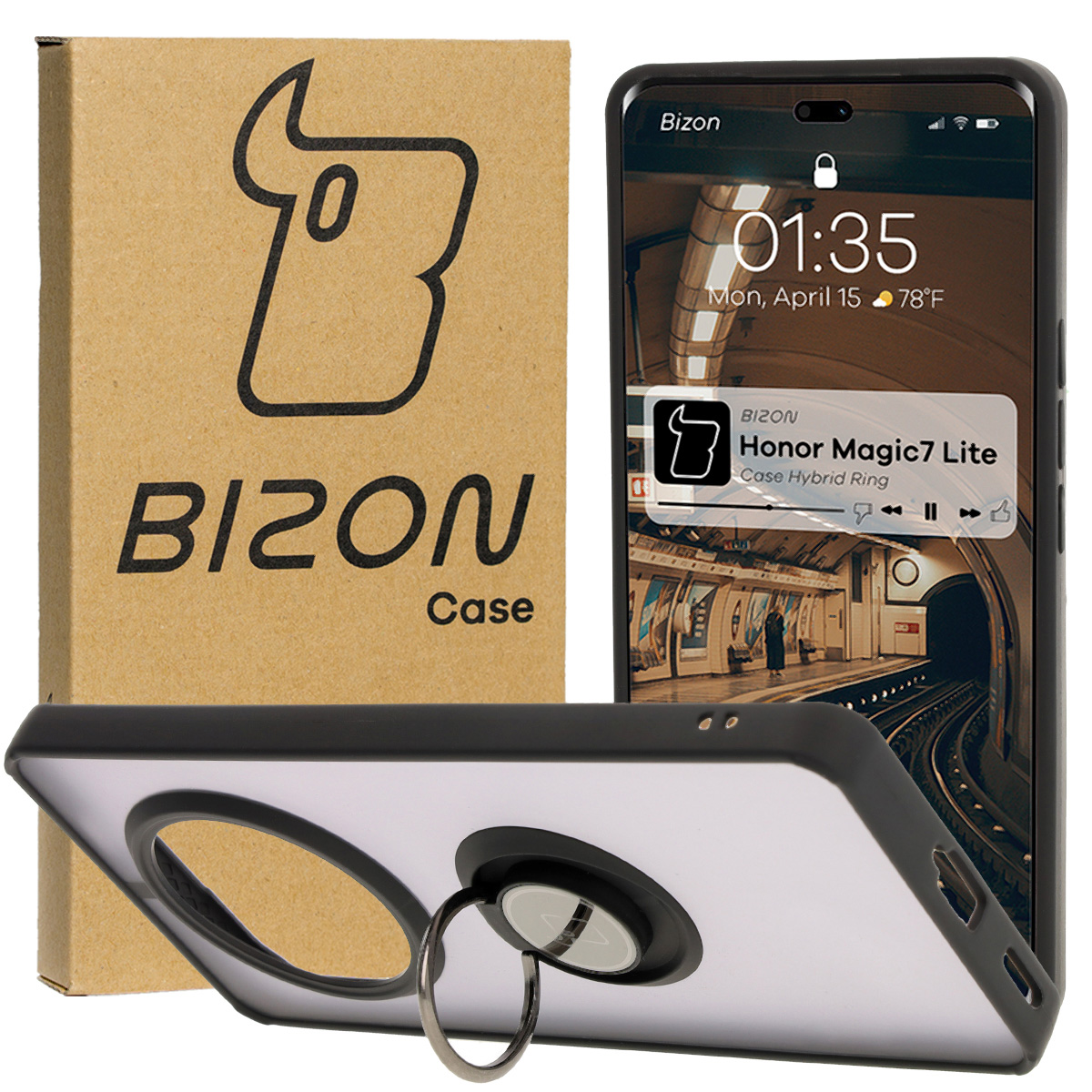 Bizon Case Hybrid Ring Finger Grip Case for Honor Magic7 Lite