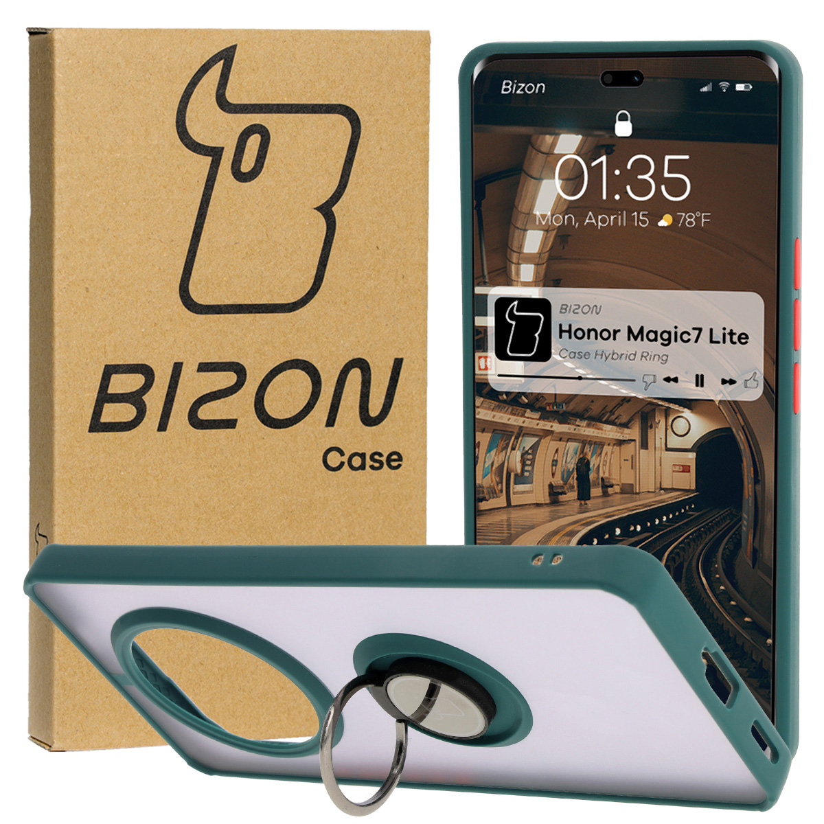 Bizon Case Hybrid Ring Finger Grip Case for Honor Magic7 Lite