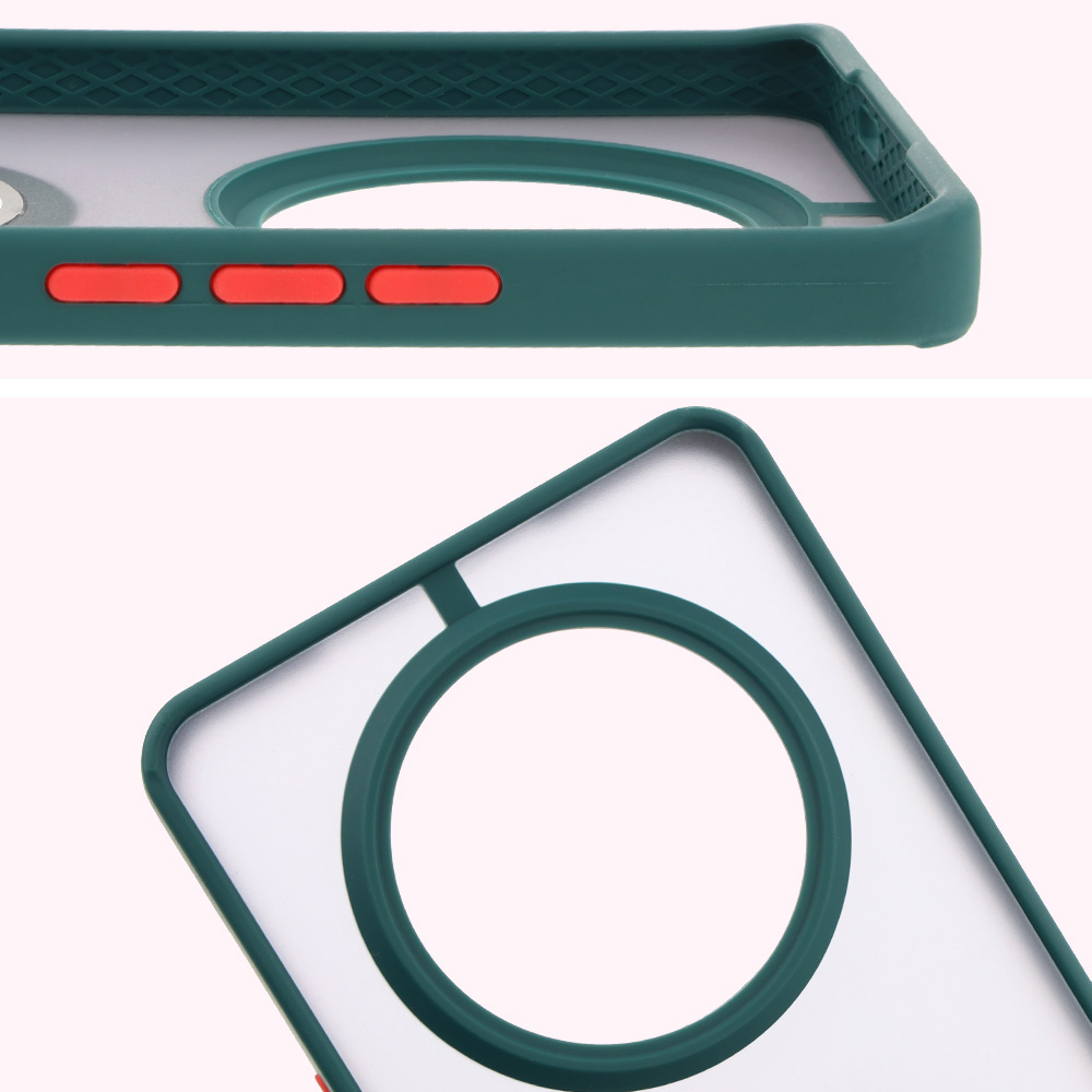 Close-up of raised edges near the display and camera island in Bizon Hybrid Ring case