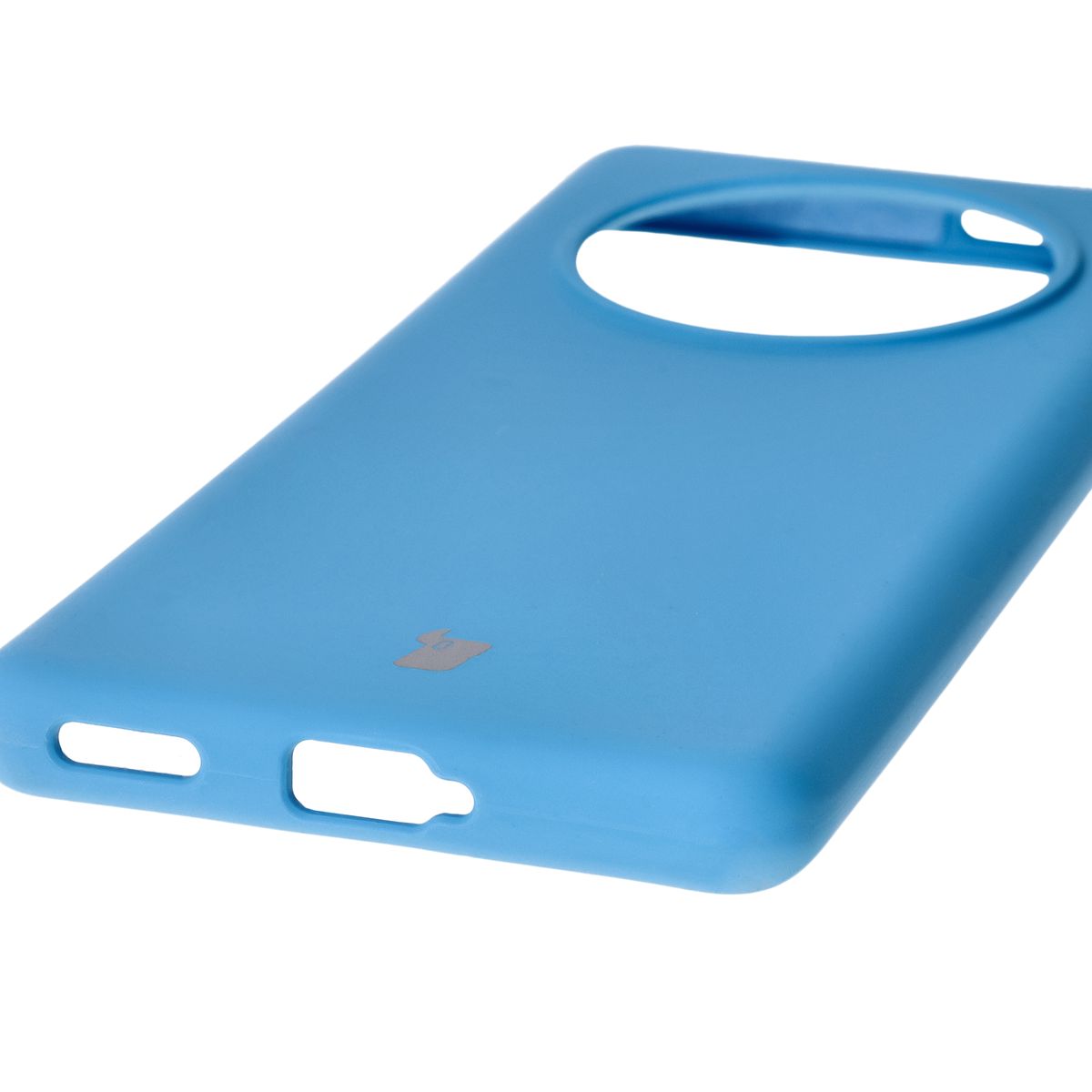 Close-up of precise cutouts and wireless charging capability in Bison Soft Case