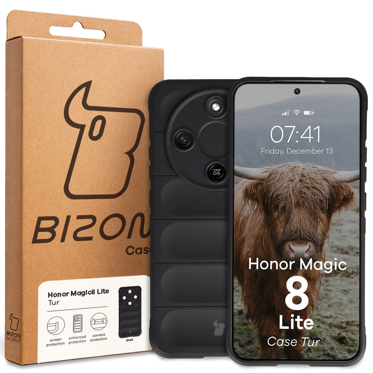 Front of the Bizon Case box with a dedicated label for Honor Magic8 Lite