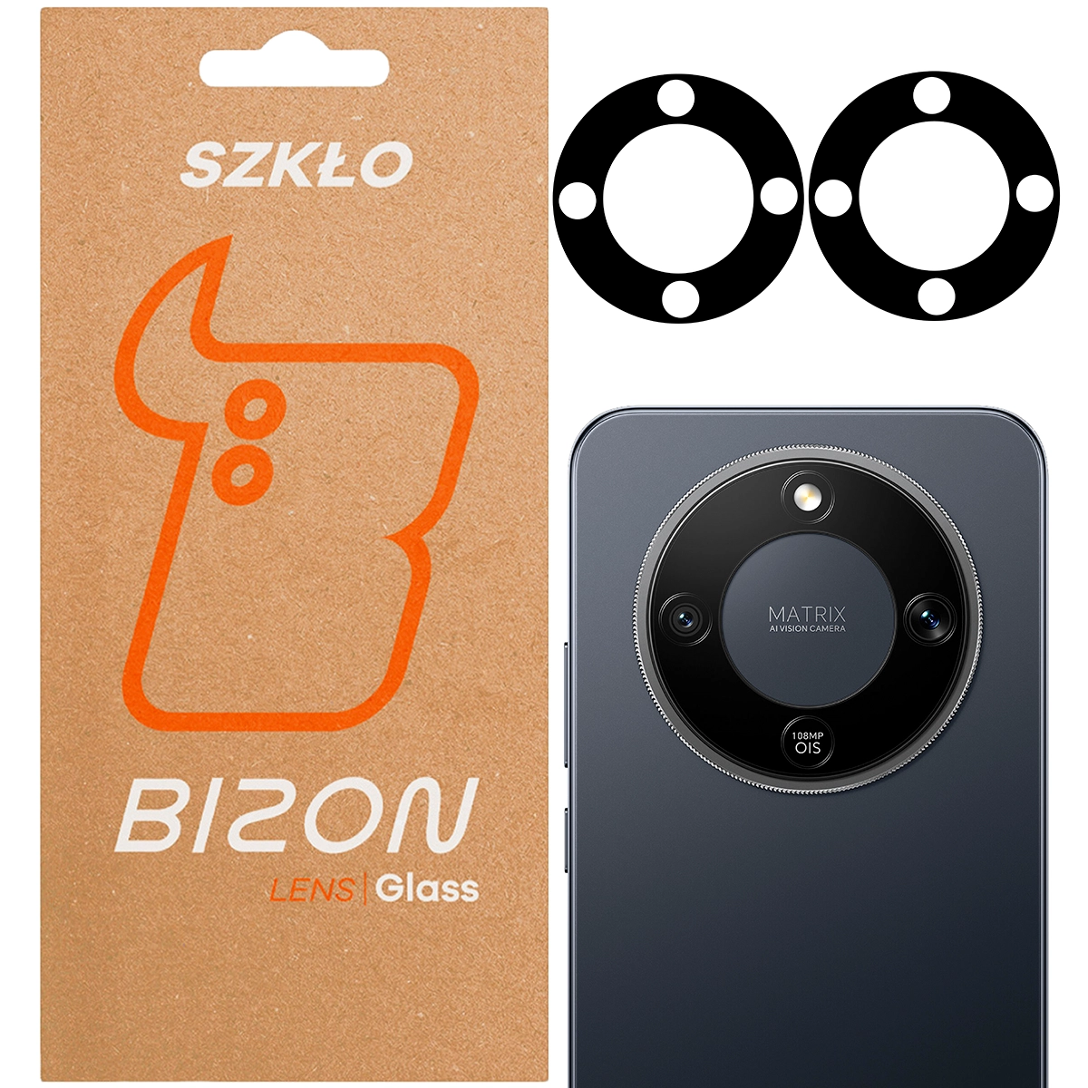 Box and 2 pieces of Bizon Glass Lens for Honor Magic8 Lite