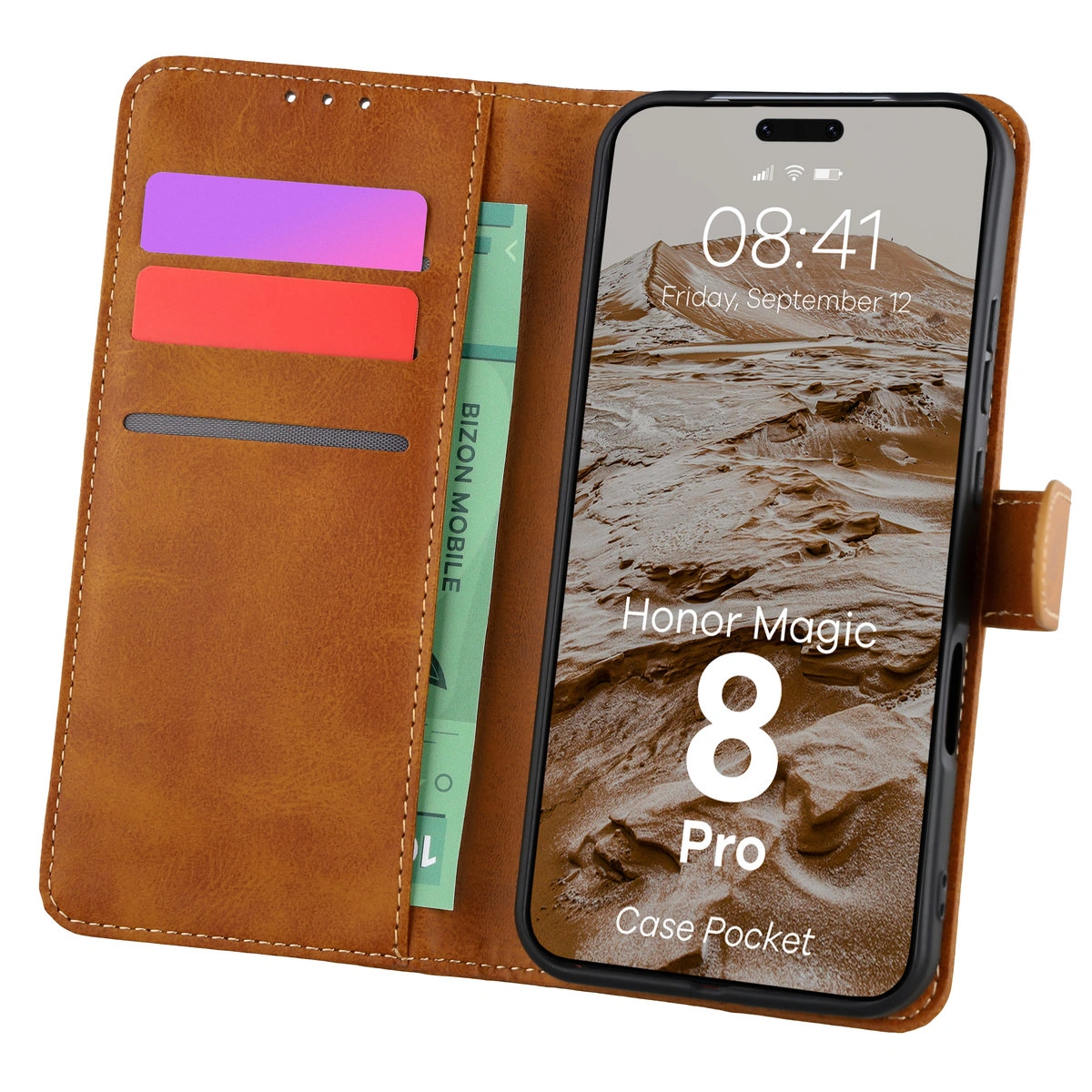 Flap case with card slots Bison Case Pocket for Honor Magic8 Pro