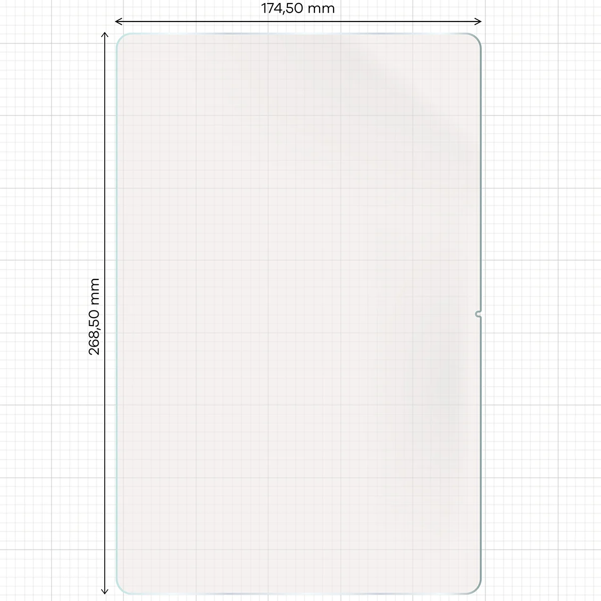Measuring tape with dimensions of the matte film Bizon Tab Film Matte for Honor MagicPad 4