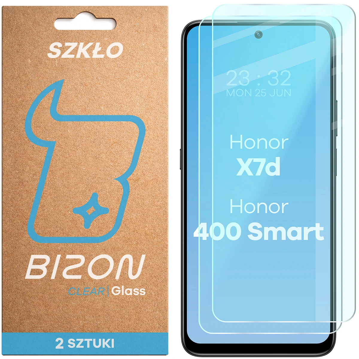 Szkło hartowane Bizon Glass Clear Duo do Honor X7d 4G/5G / Honor 400 Smart 4G/5G