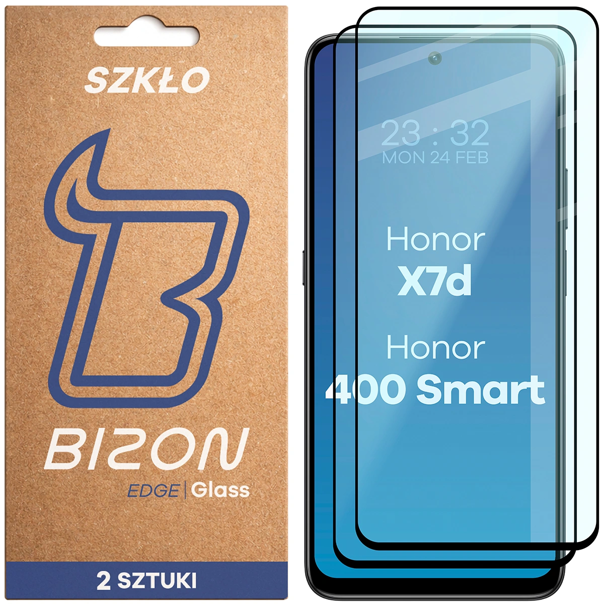 Szkło hartowane na cały ekran Bizon Glass Edge Duo dla Honor X7d 4G/5G / Honor 400 Smart 4G/5G