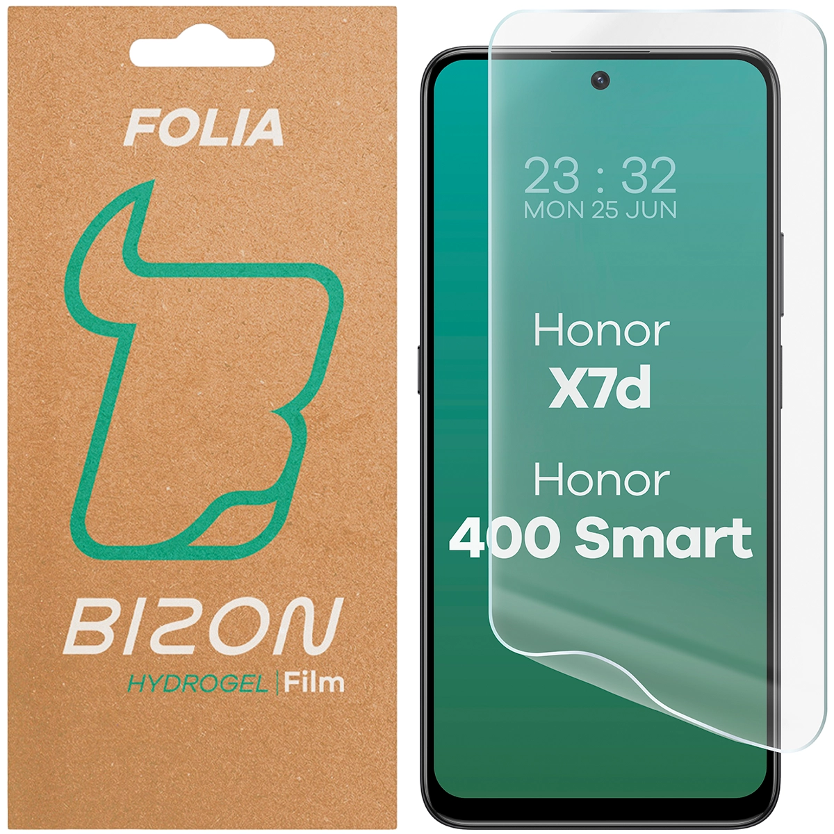 Pudełko i folia hydrożelowa na ekran Bizon Glass Hydrogel Front do Honor X7d 4G/5G / Honor 400 Smart 4G/5G