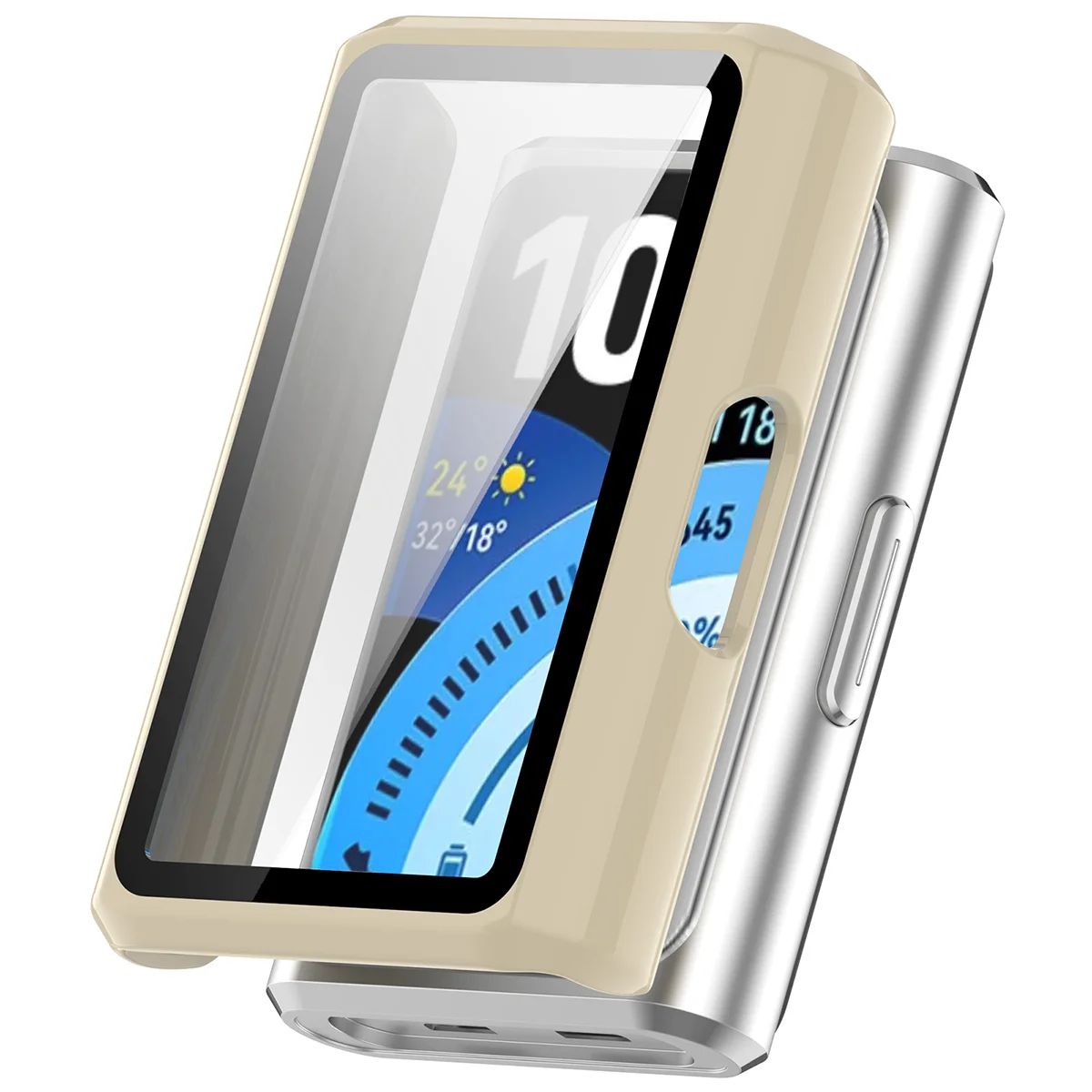 Visualization of applying the Bizon Case Watch Adamo for Huawei Band 11 Pro