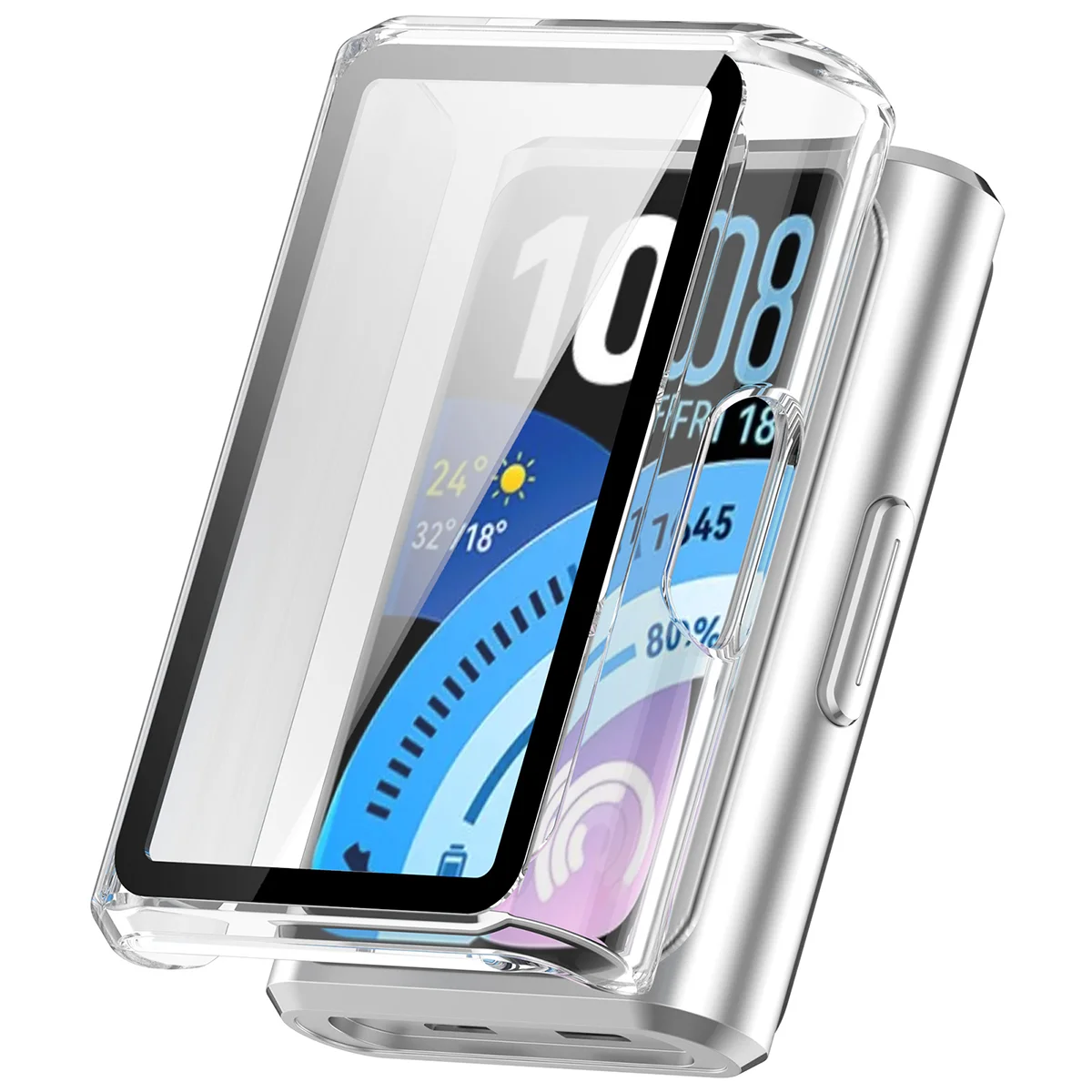 Wizualizacja nakładania etui Bizon Case Watch Adamo do Huawei Band 11 Pro