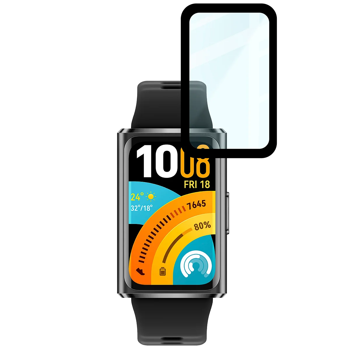Wymiary szkła hybrydowego Bizon Glass Watch Edge dla Huawei Band 11 Pro