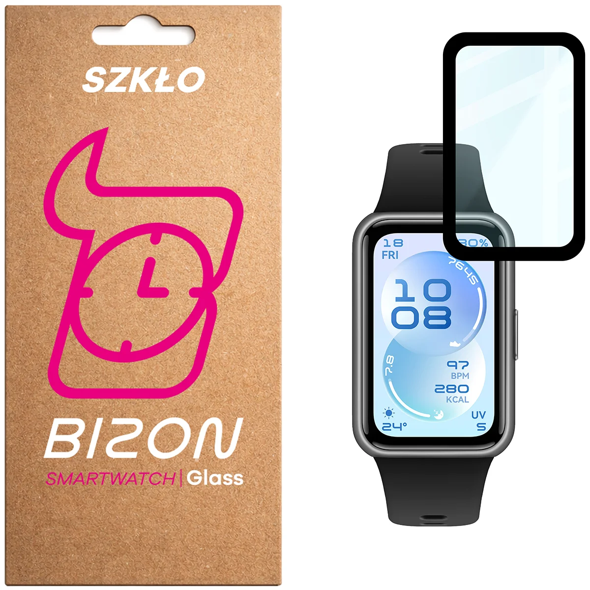 Szkło hybrydowe na smartwatch Bizon Glass Watch Edge dla Huawei Band 11