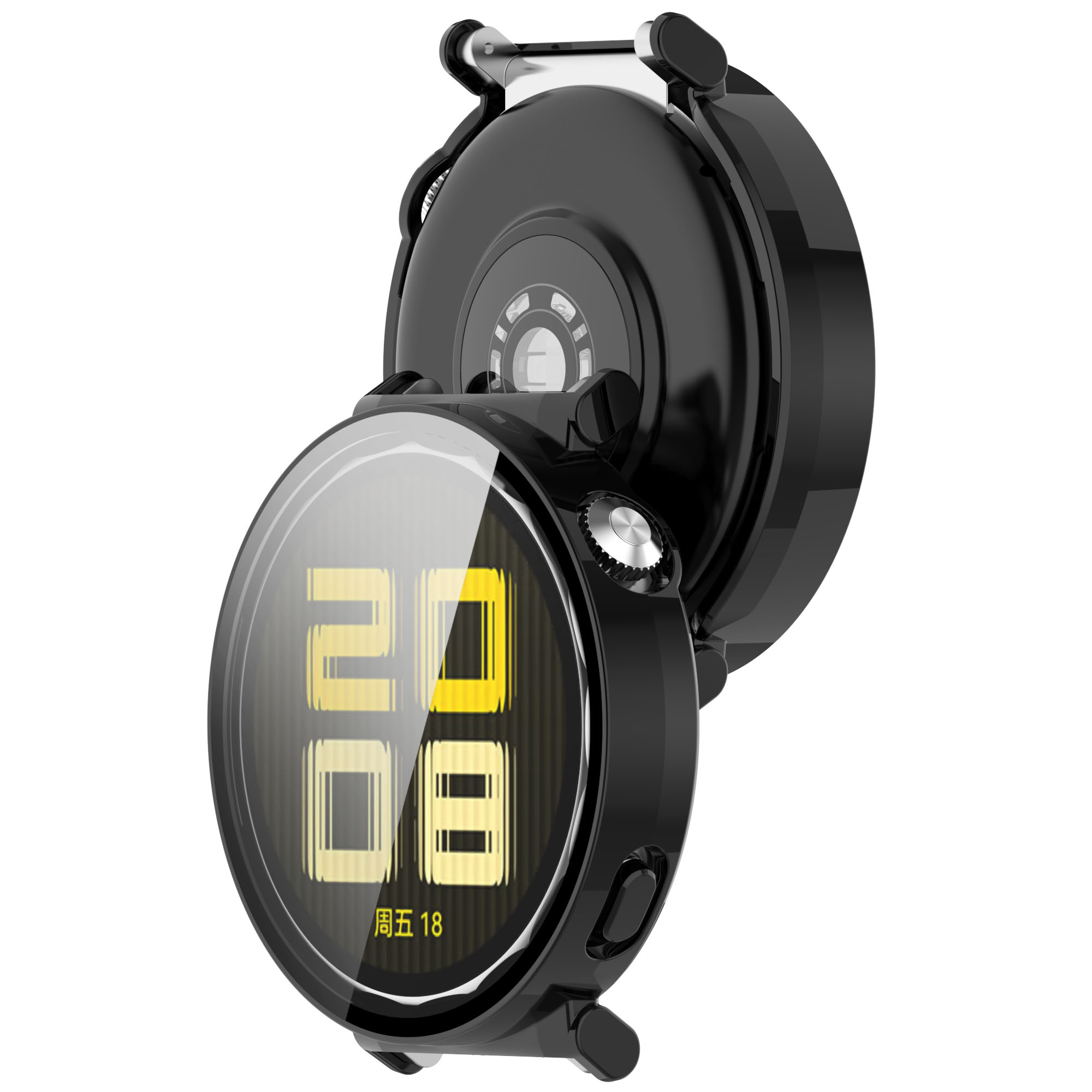 Hülle mit Glas für die Uhr Bizon Case+Glass Huawei Watch GT 5 41 mm, schwarz