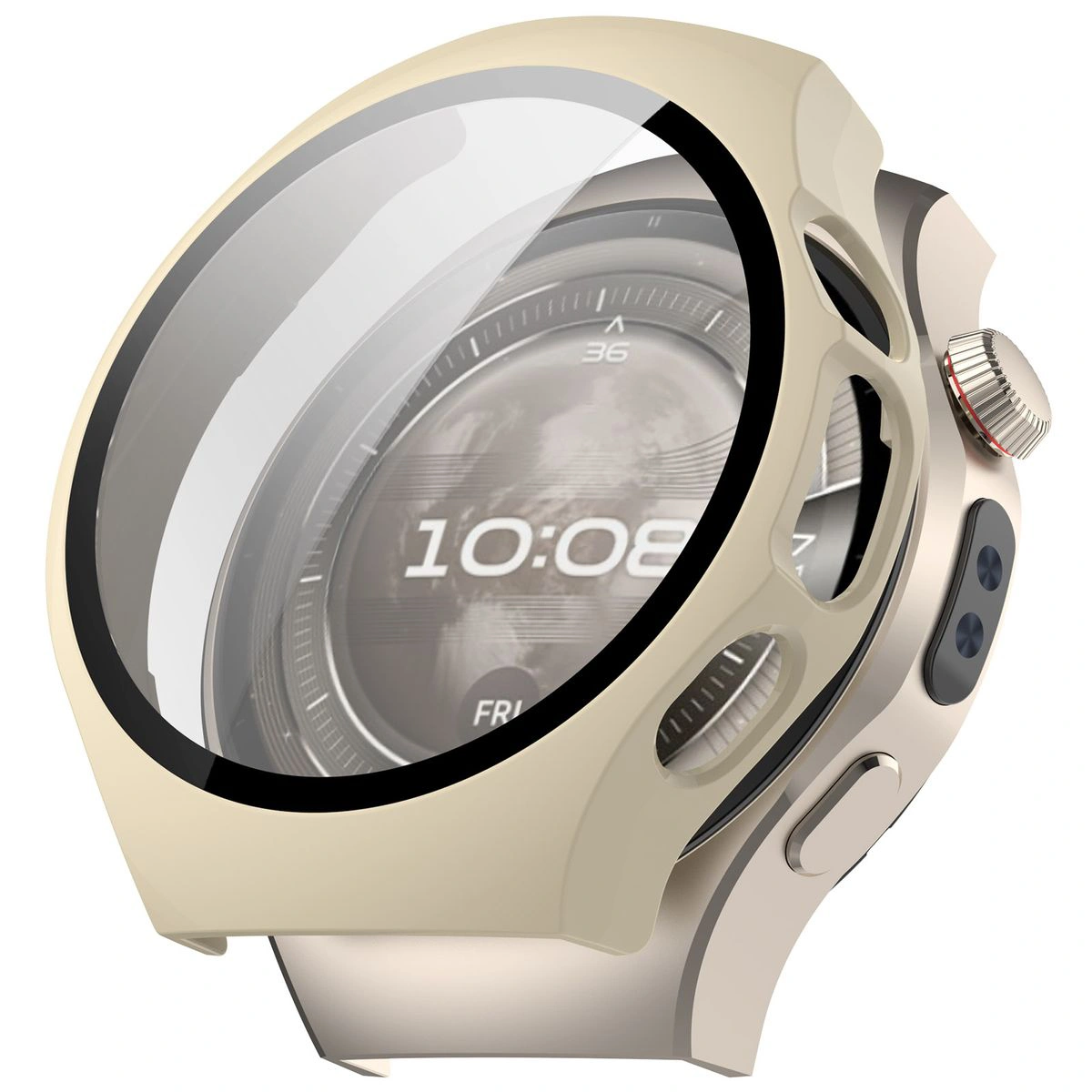 Wizualizacja nakładania etui Bizon Case+Glass Watch do Huawei Watch 5 42 mm