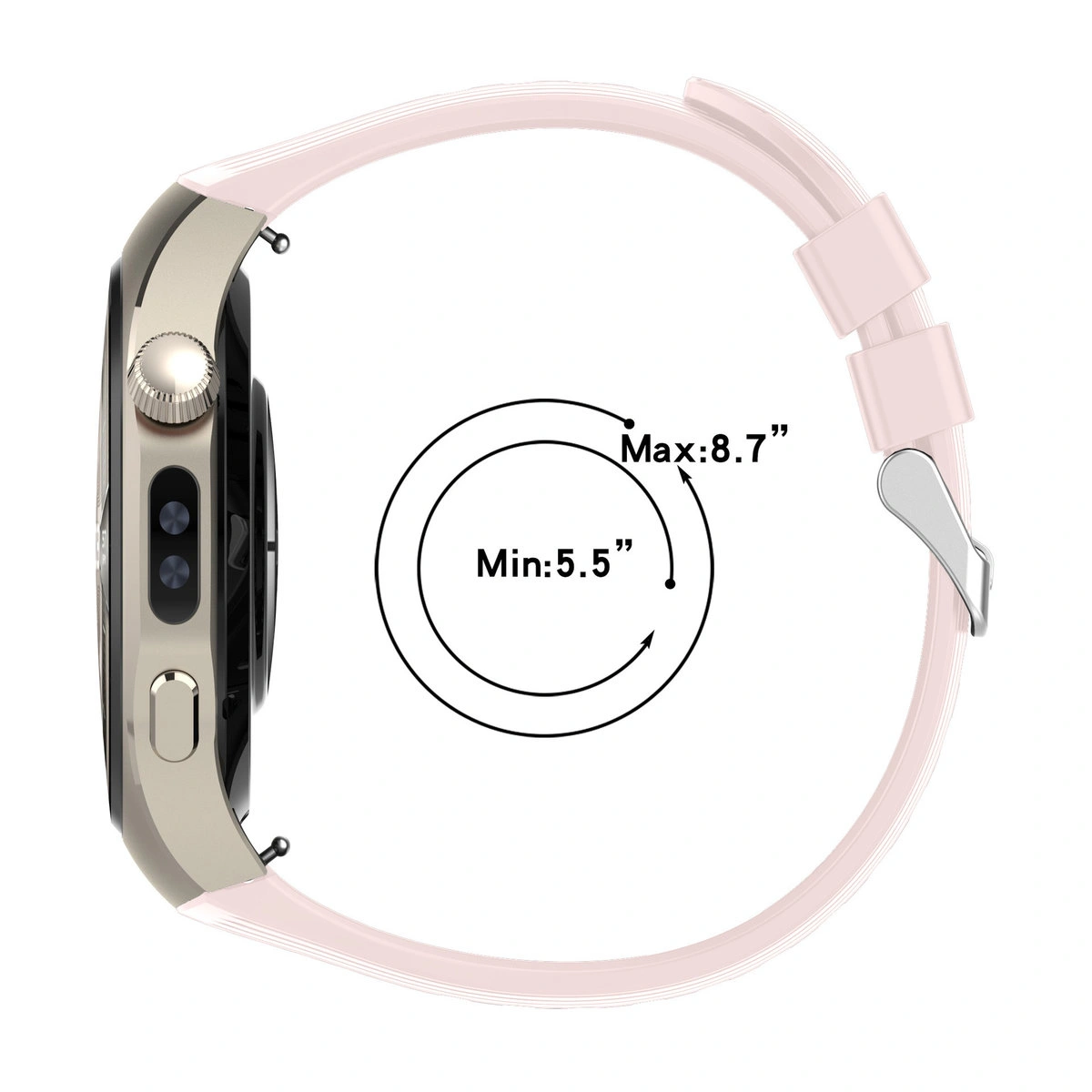 Metallische Einsätze des Silikonbands Bizon Strap Watch Silicone T für die Huawei Watch 5 42 mm