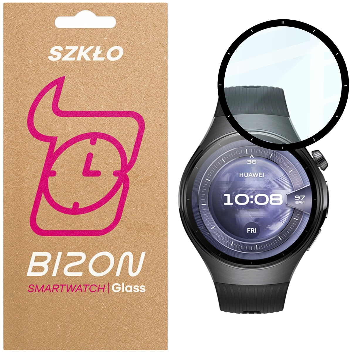 Szkło hybrydowe na smartwatch Bizon Glass Watch Edge dla Huawei Watch 5 46 mm