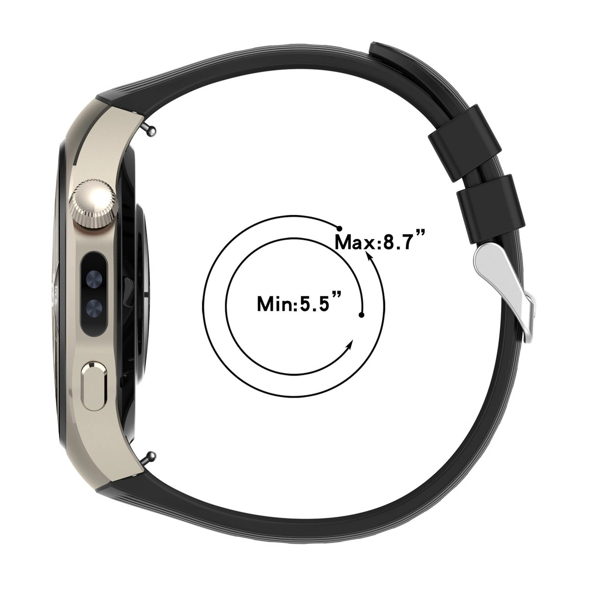 Metallbeschläge des Silikonarmbands Bizon Strap Watch Silicone T für Huawei Watch 5 46 mm