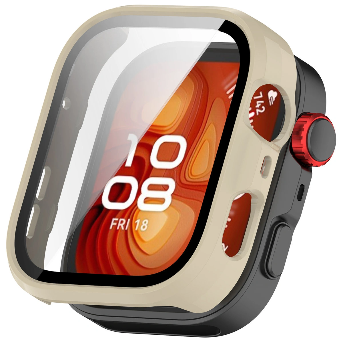 Visualization of applying the Bizon Case+Glass Watch to Huawei Watch Fit 4 Pro
