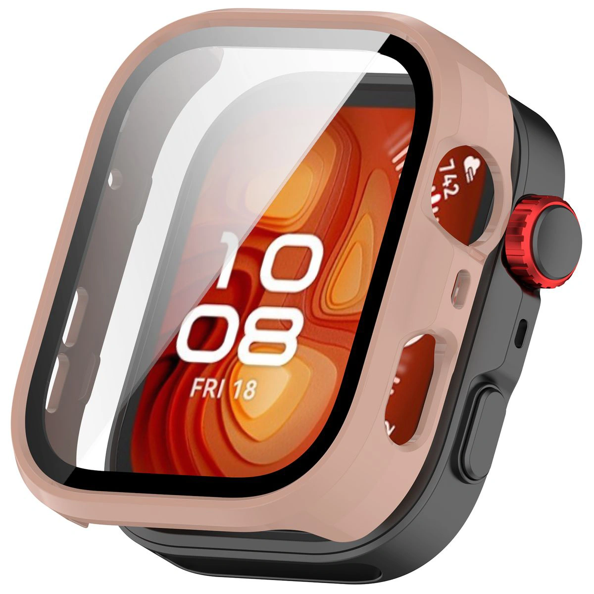 Vizualizarea aplicării husei Bizon Case+Glass Watch pentru Huawei Watch Fit 4 Pro