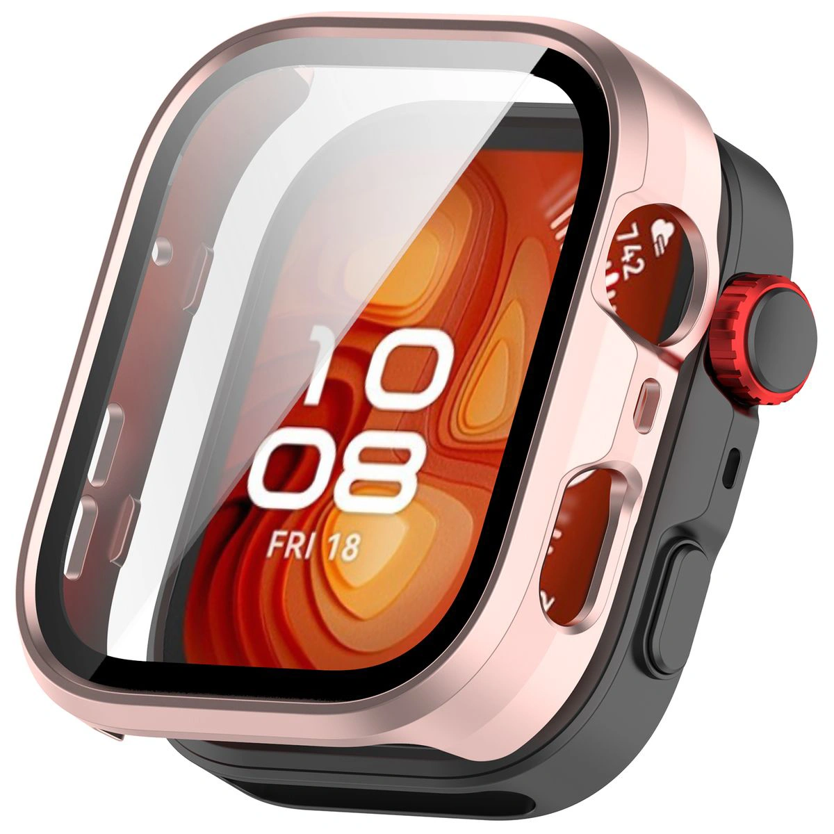 Vizualizare aplicării etui-ului Bizon Case+Glass Watch pentru Huawei Watch Fit 4 Pro