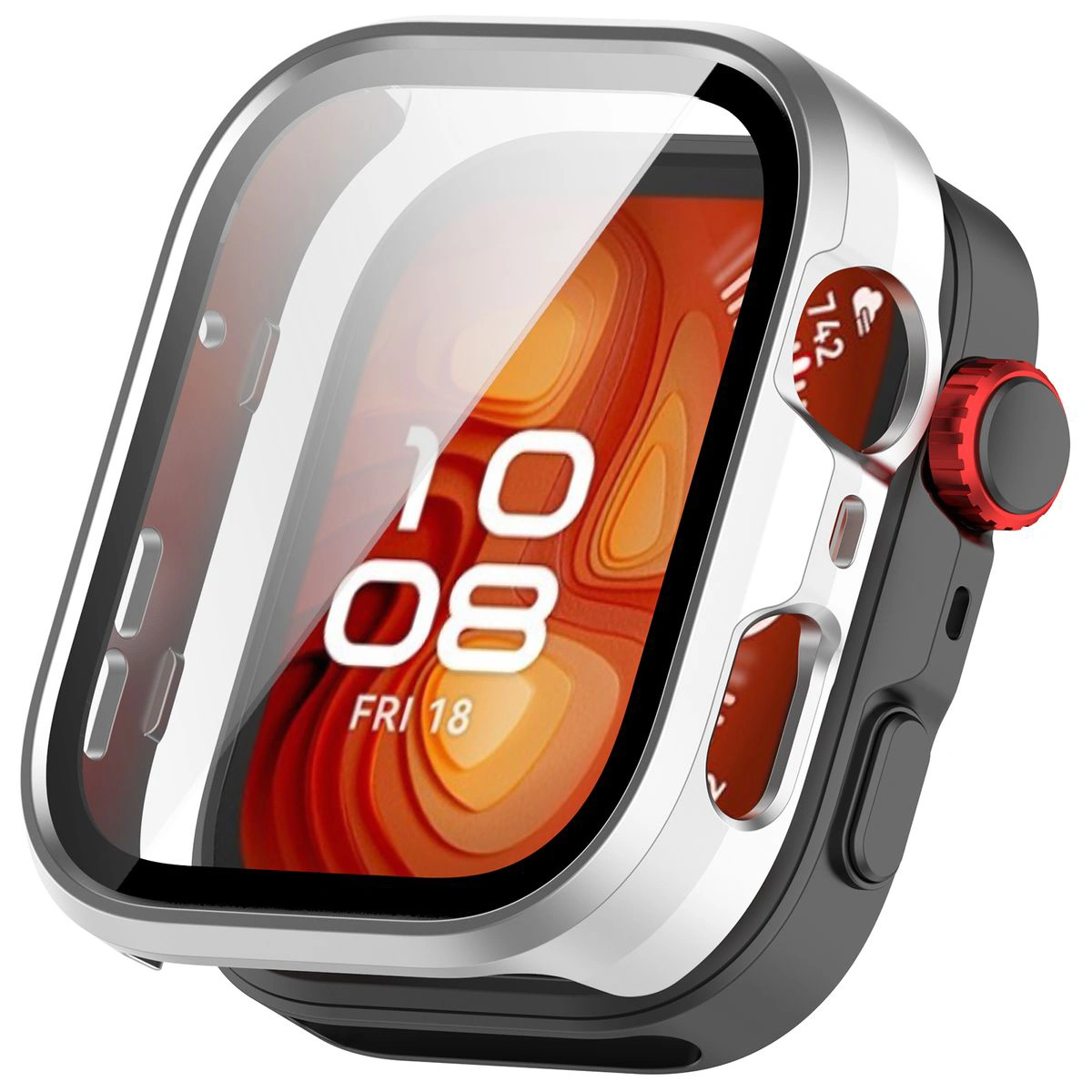 Vizualizarea aplicării etui-ului Bizon Case+Glass Watch pentru Huawei Watch Fit 4 Pro
