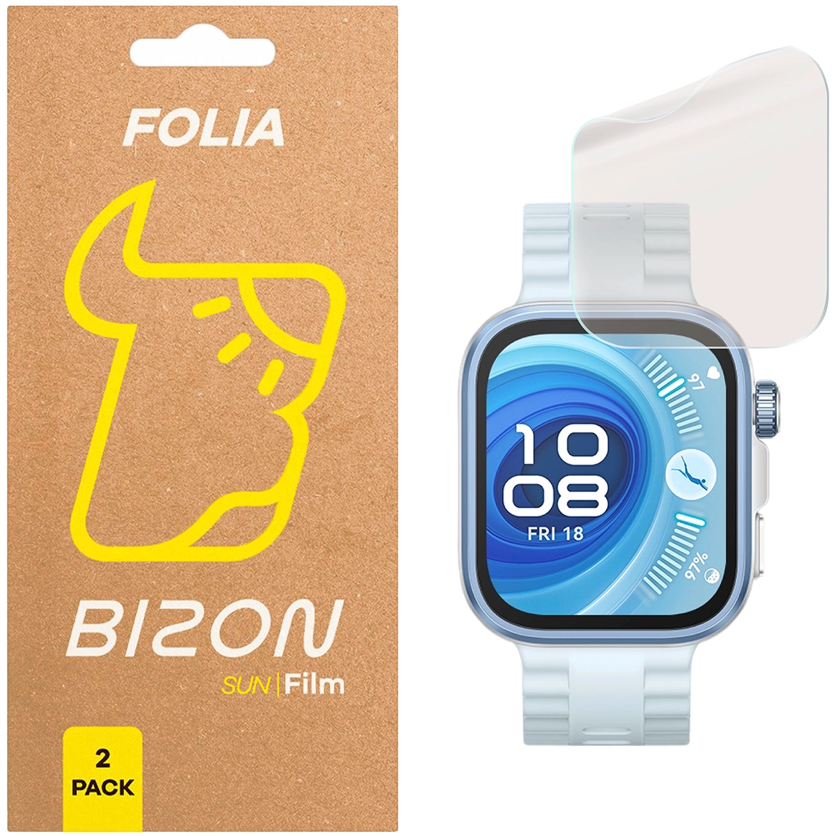Folia matowa na ekran Bizon Glass Watch Film Sun do Huawei Watch Fit 4 Pro, 2 sztuki