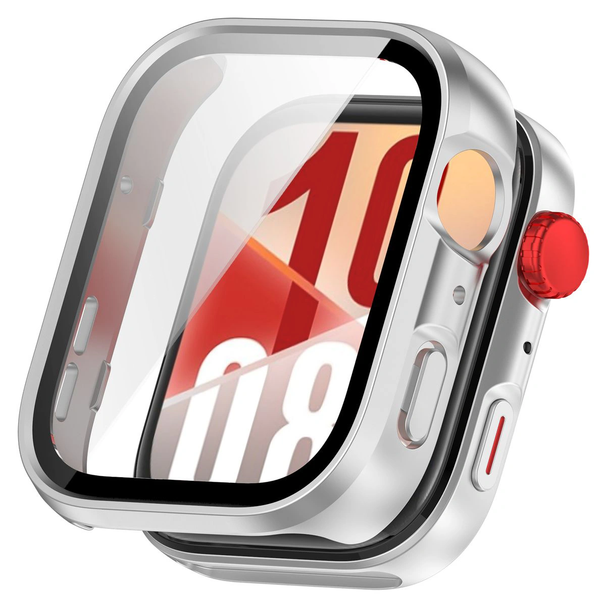 Visualisierung der Montage der Hülle Bizon Case+Glass Watch für Huawei Watch Fit 4