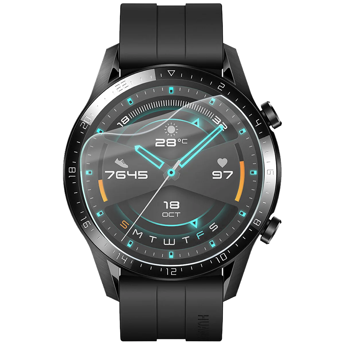 Bison Hydrogel Film HydroFlex for Huawei Watch GT 2 46 mm on a watch