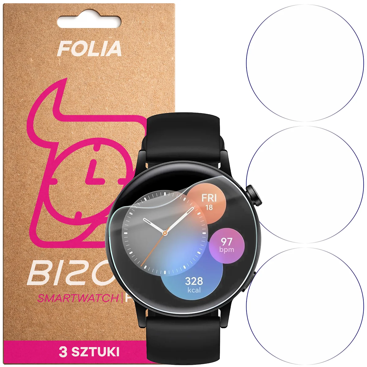 Folia hydrożelowa Bizon Watch Film HydroFlex dla Huawei Watch GT 3 42 mm Active