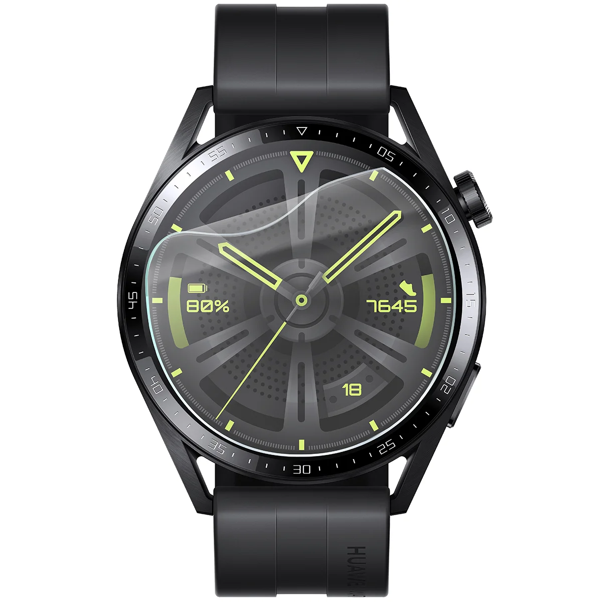 Bison Watch Film HydroFlex hydrogel film for Huawei Watch GT 3 46 mm Active on the watch
