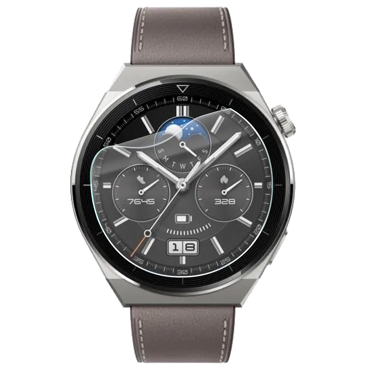 Bison Hydrogel Film HydroFlex for Huawei Watch GT 3 Pro 46 mm on the watch