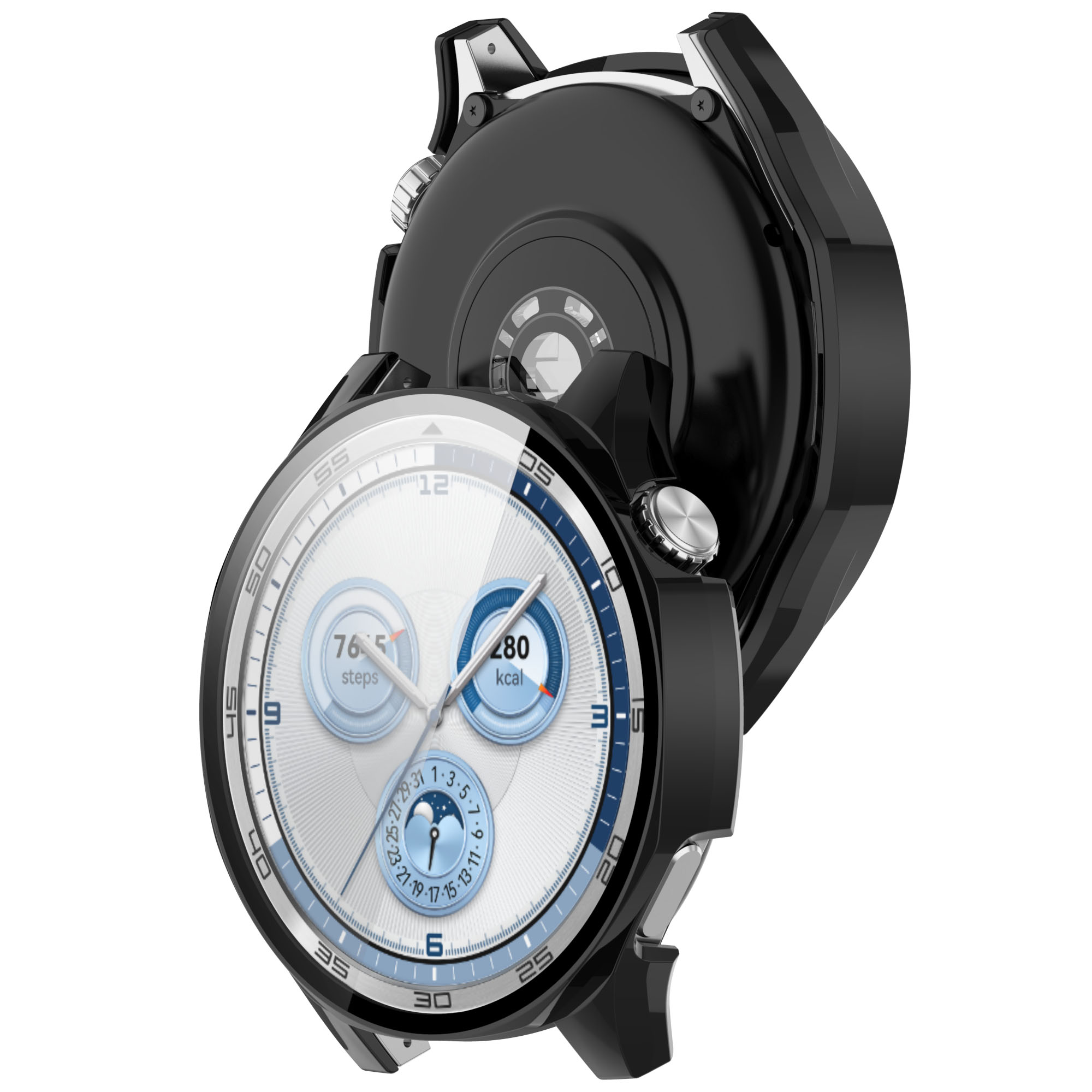 Case with glass for Bizon Case+Glass Huawei Watch GT 5 46 mm, black