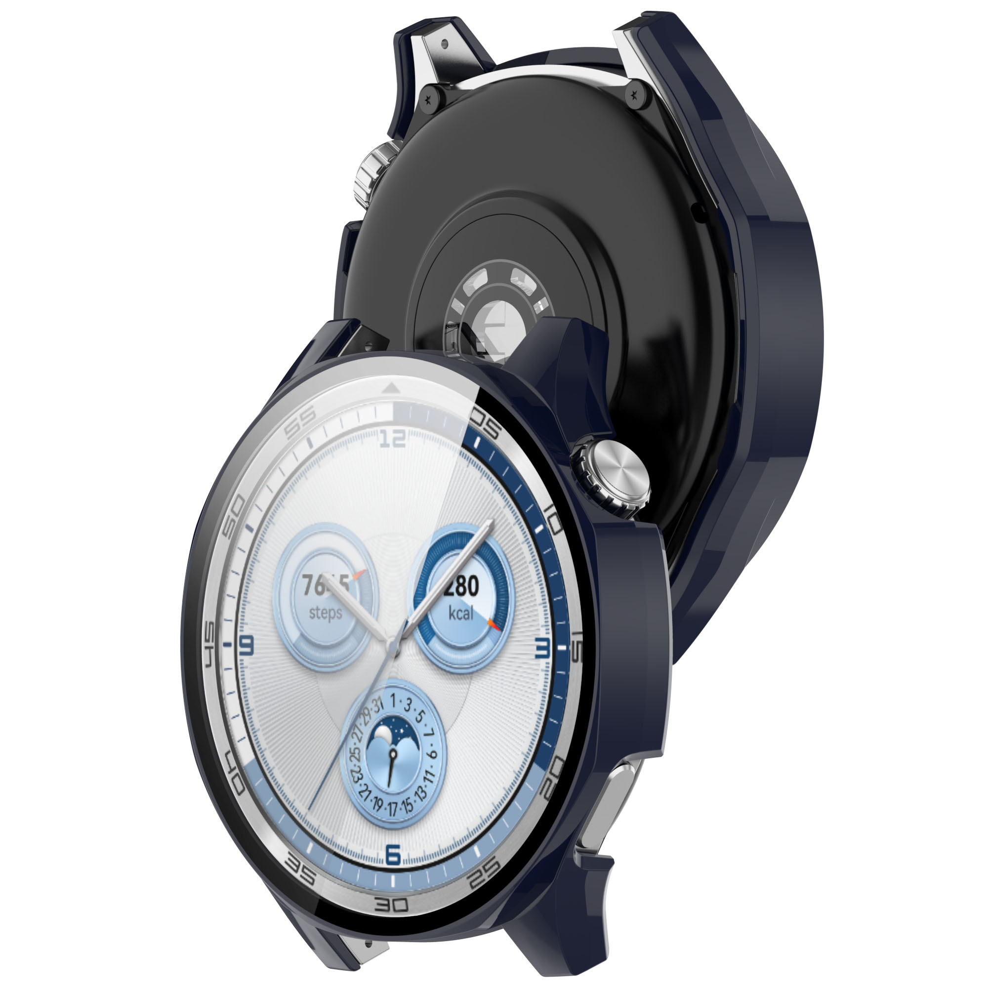 Husă cu sticlă pentru ceas Bizon Case+Glass Huawei Watch GT 5 46 mm, albastră