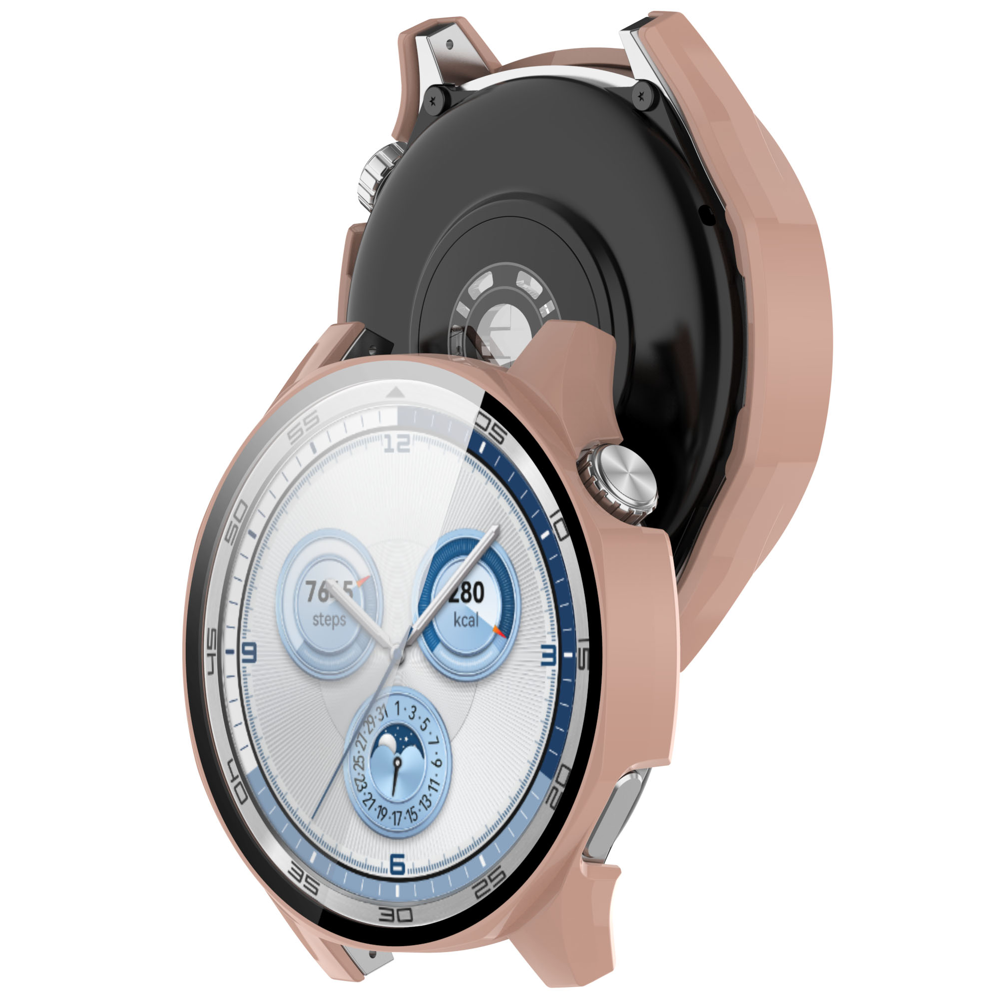 Husă cu sticlă pentru ceas Bizon Case+Glass Huawei Watch GT 5 46 mm, roz