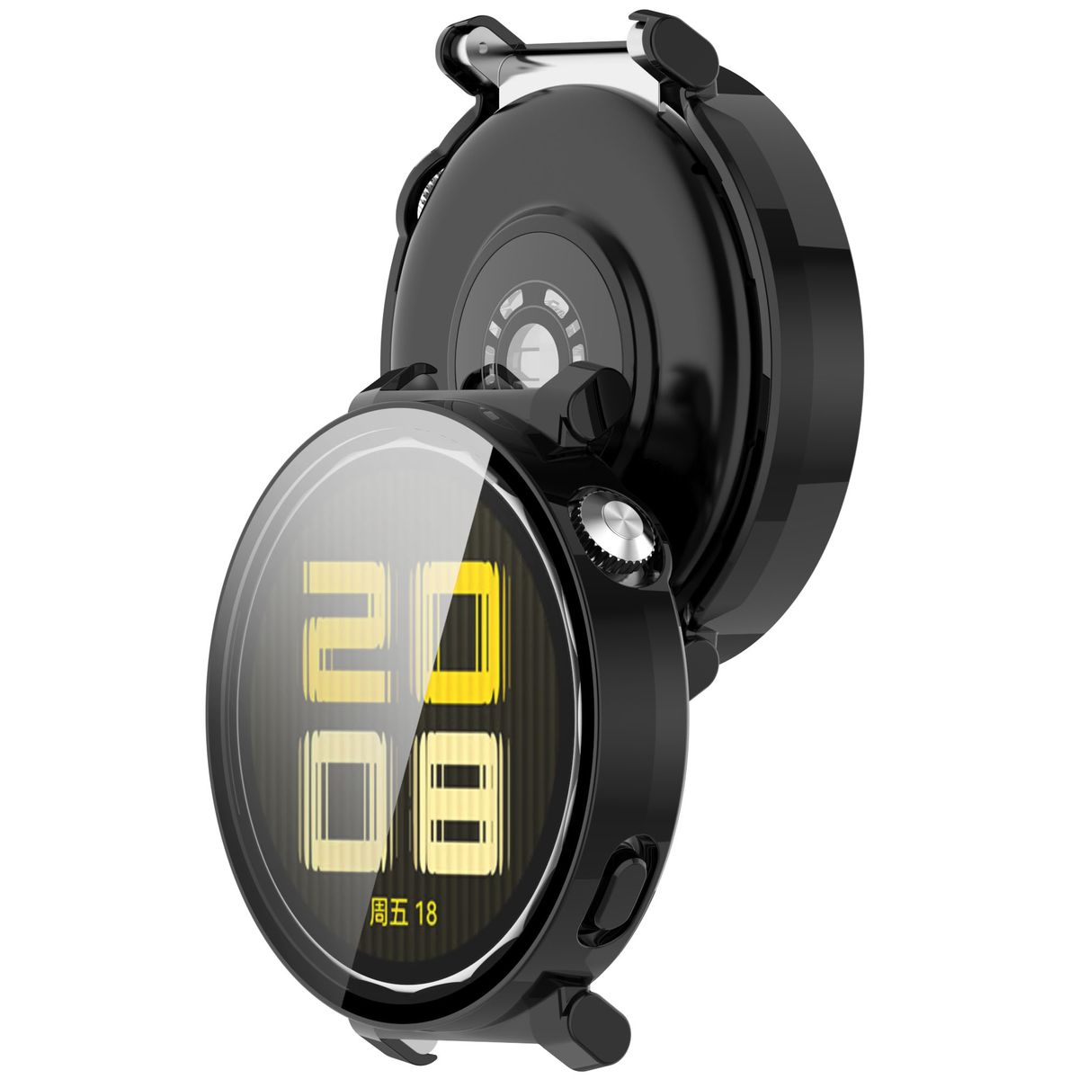 Carcasă cu sticlă pentru ceas Bizon Case+Glass Huawei Watch GT 5 Pro 42 mm, negru