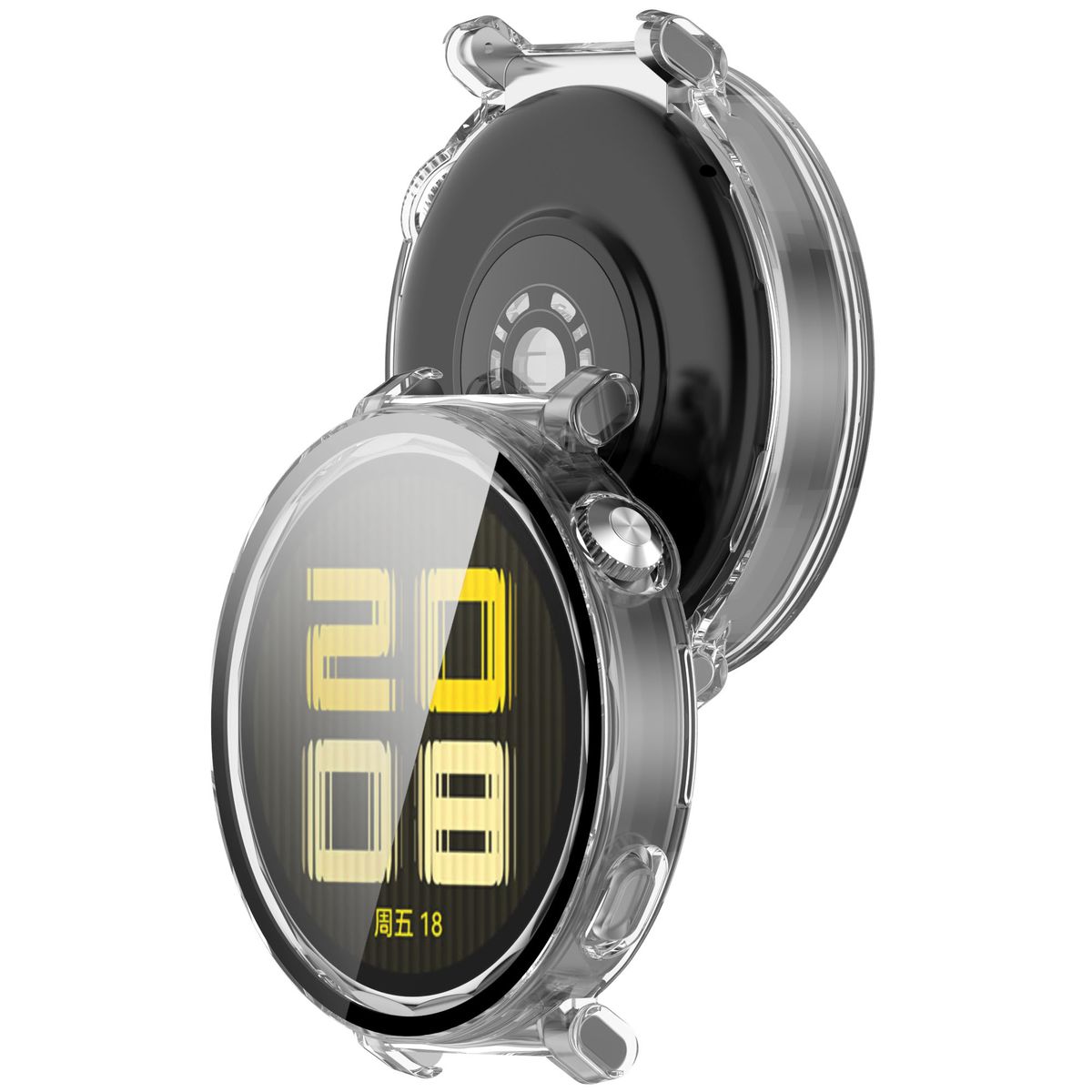 Hülle mit Glas für die Uhr Bizon Case+Glass Huawei Watch GT 5 Pro 42 mm, transparent